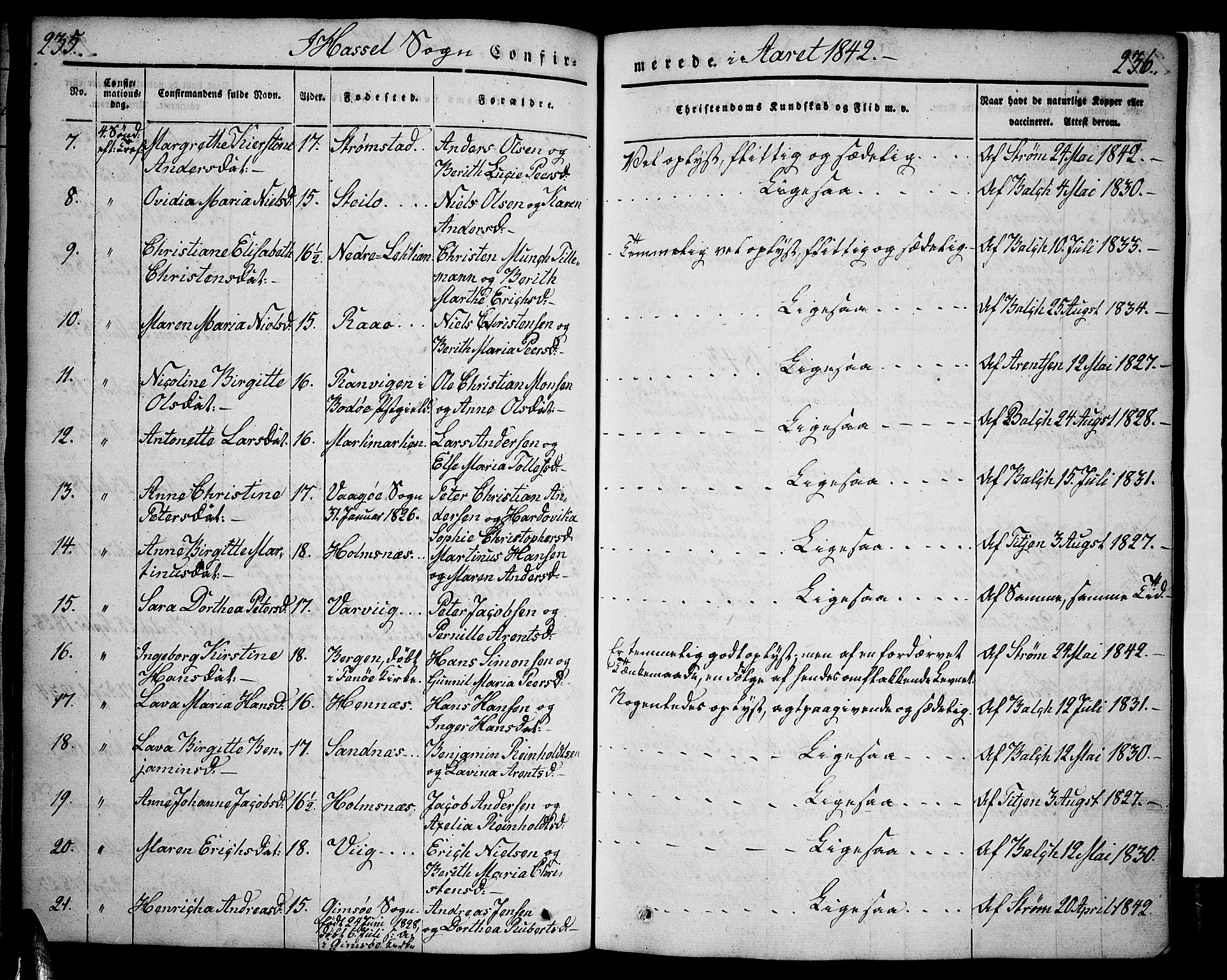 Ministerialprotokoller, klokkerbøker og fødselsregistre - Nordland, SAT/A-1459/888/L1239: Parish register (official) no. 888A06 /1, 1837-1849, p. 235-236