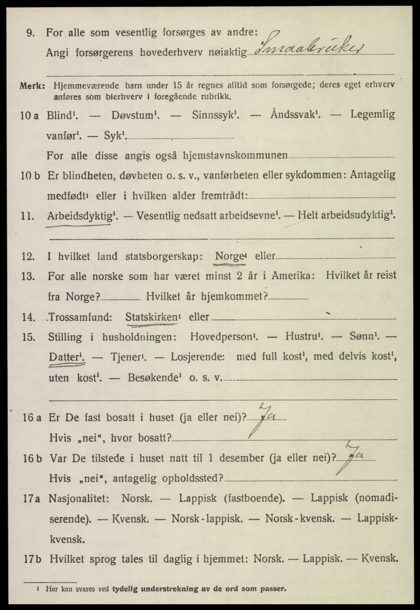 SAT, 1920 census for Beitstad, 1920, p. 4114