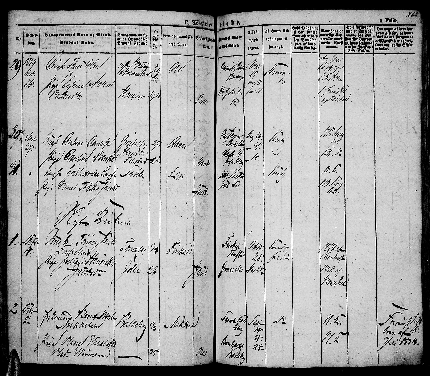 Lista sokneprestkontor, AV/SAK-1111-0027/F/Fa/L0008: Parish register (official) no. A 8, 1823-1835, p. 262