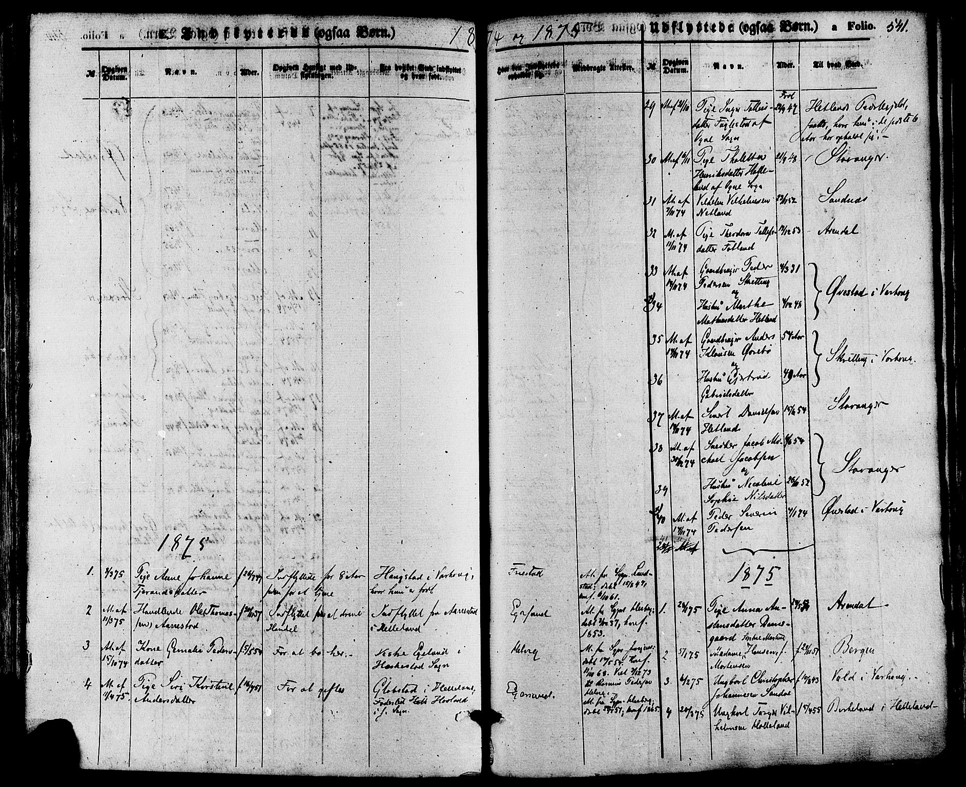 Eigersund sokneprestkontor, SAST/A-101807/S08/L0014: Parish register (official) no. A 13, 1866-1878, p. 541