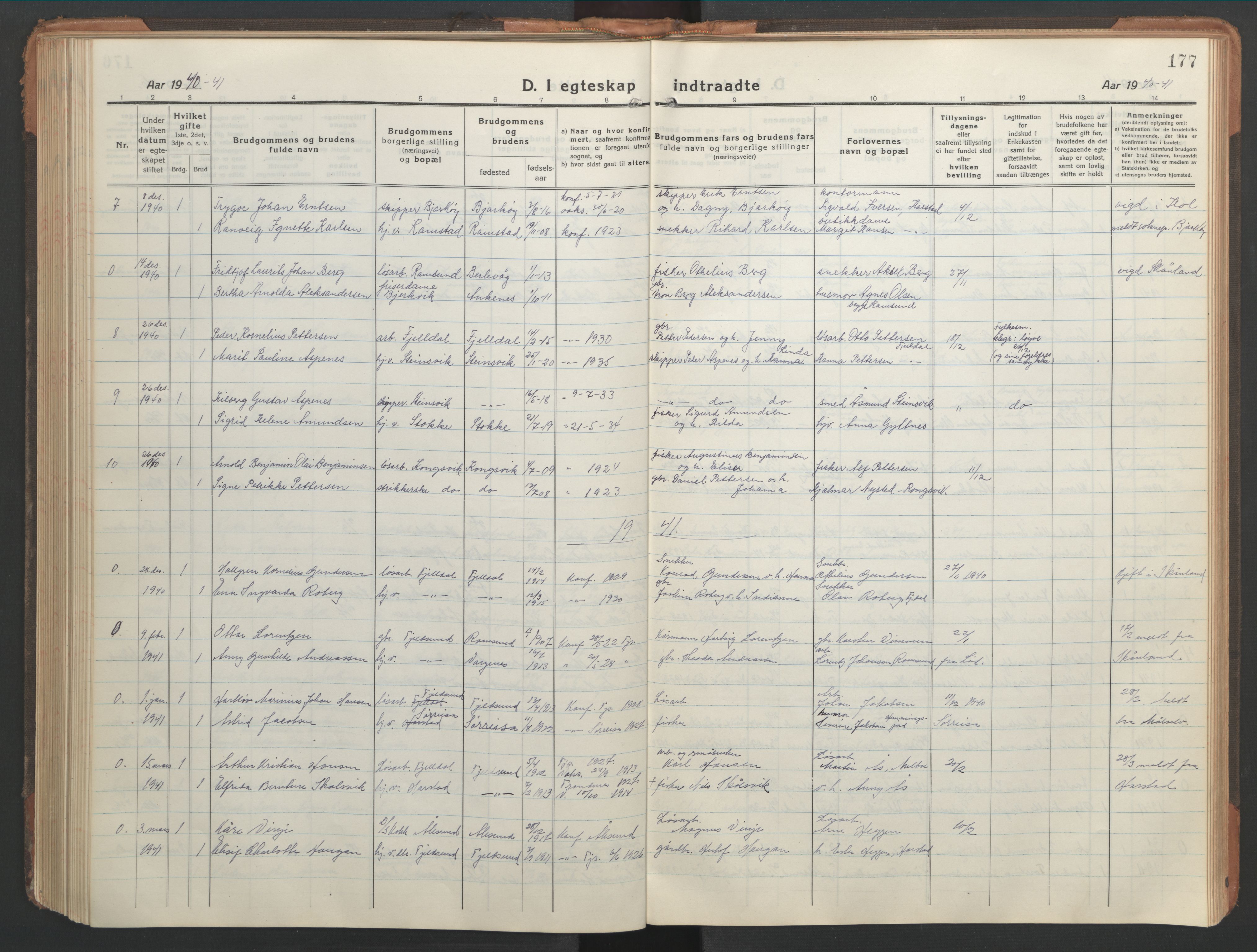 Ministerialprotokoller, klokkerbøker og fødselsregistre - Nordland, AV/SAT-A-1459/865/L0933: Parish register (copy) no. 865C05, 1917-1947, p. 177