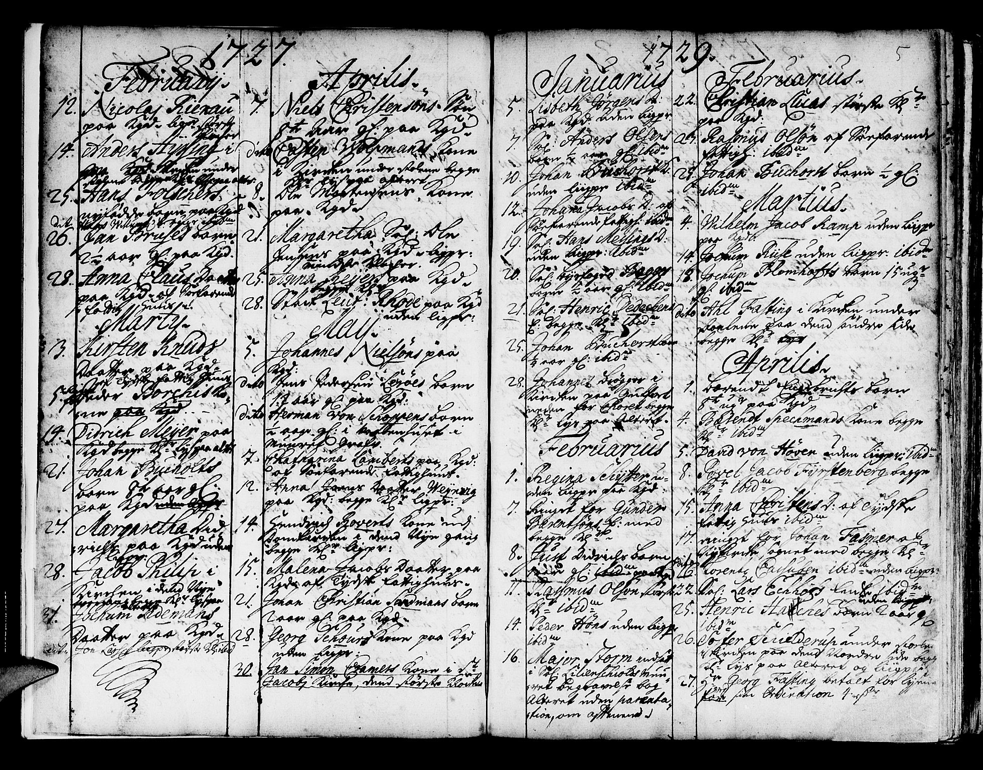 Domkirken sokneprestembete, SAB/A-74801/H/Haa/L0008: Parish register (official) no. A 8, 1725-1775, p. 5