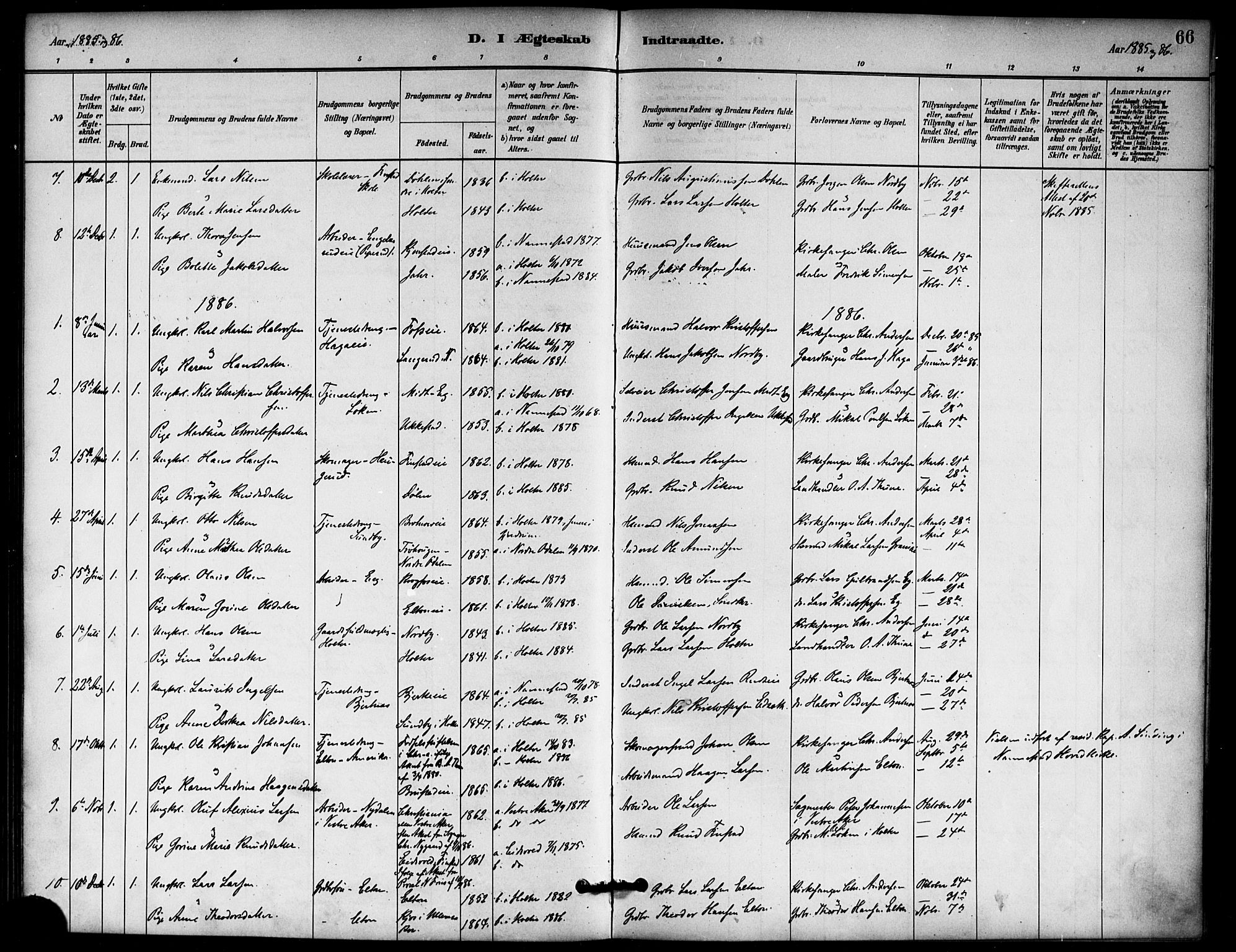 Nannestad prestekontor Kirkebøker, SAO/A-10414a/F/Fb/L0001: Parish register (official) no. II 1, 1881-1890, p. 66