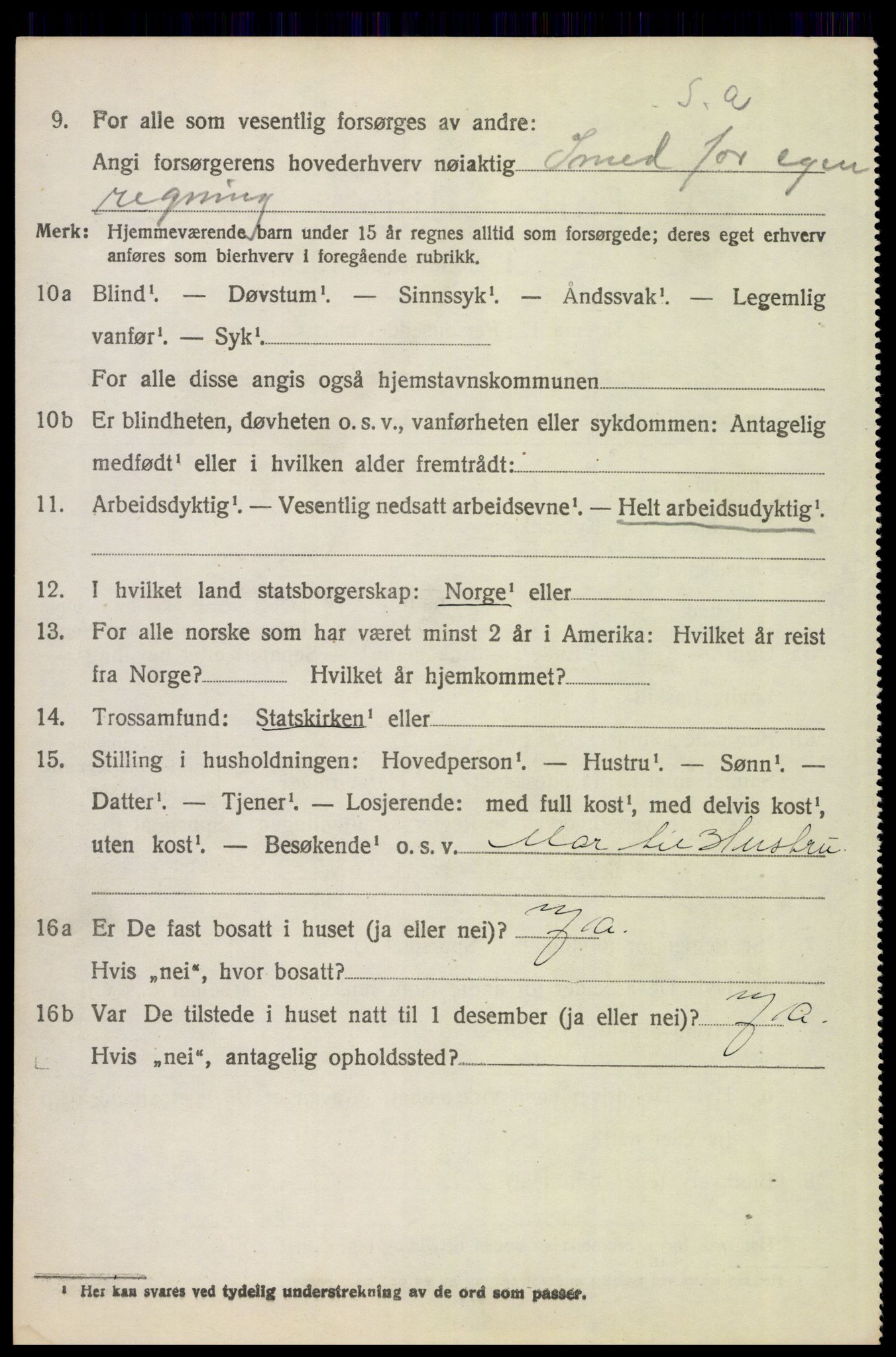 SAH, 1920 census for Ytre Rendal, 1920, p. 3656