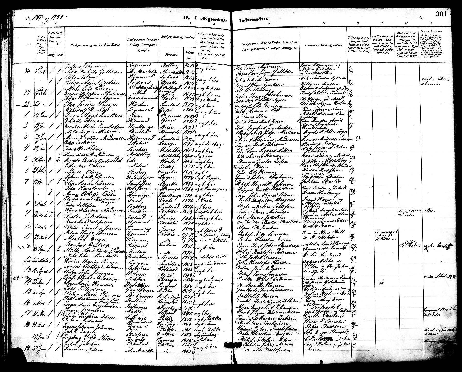 Nøtterøy kirkebøker, AV/SAKO-A-354/G/Ga/L0004: Parish register (copy) no. I 4, 1894-1909, p. 301