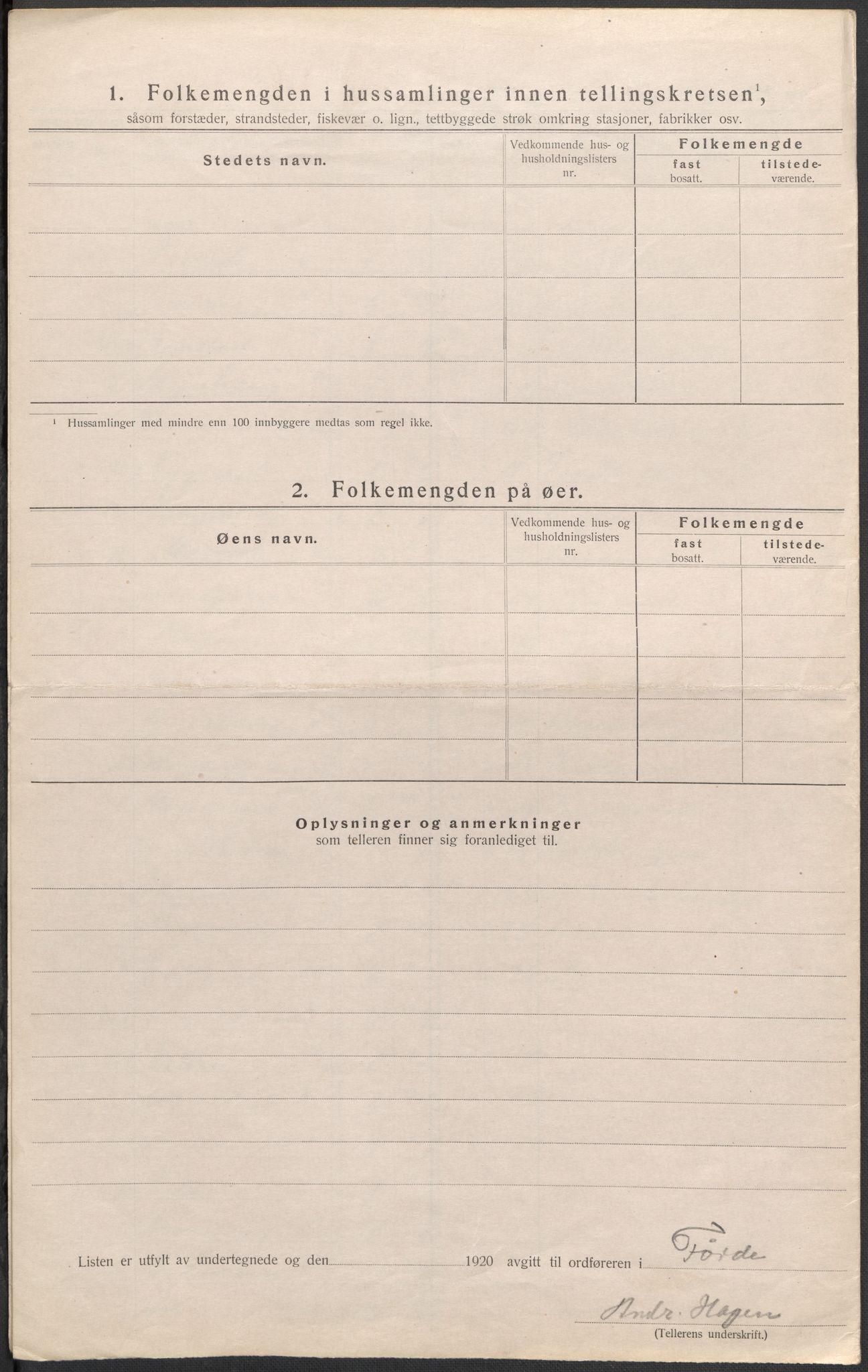 SAB, 1920 census for Førde, 1920, p. 52