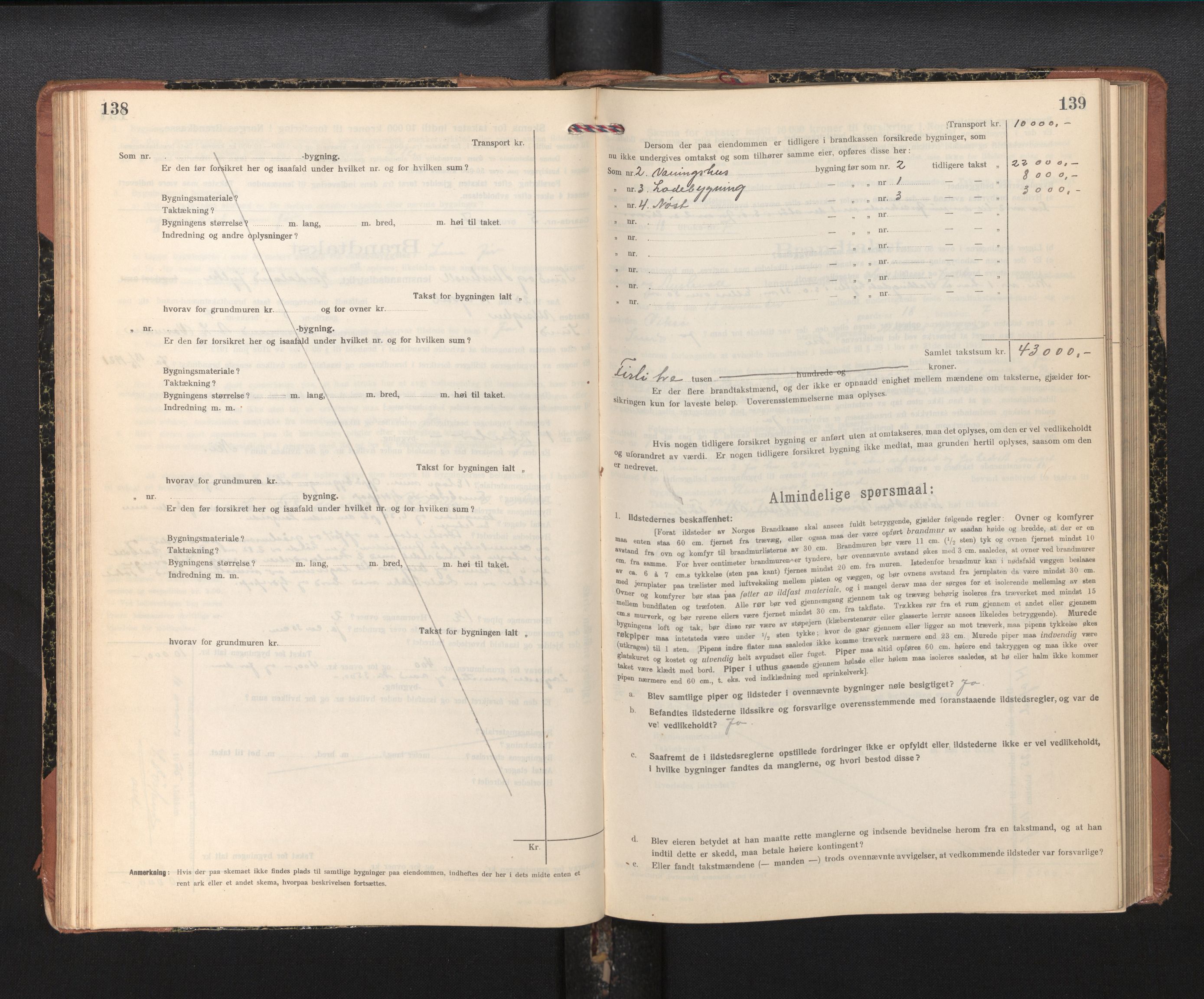 Lensmannen i Sund og Austevoll, SAB/A-35201/0012/L0004: Branntakstprotokoll, skjematakst, 1917-1949, p. 138-139