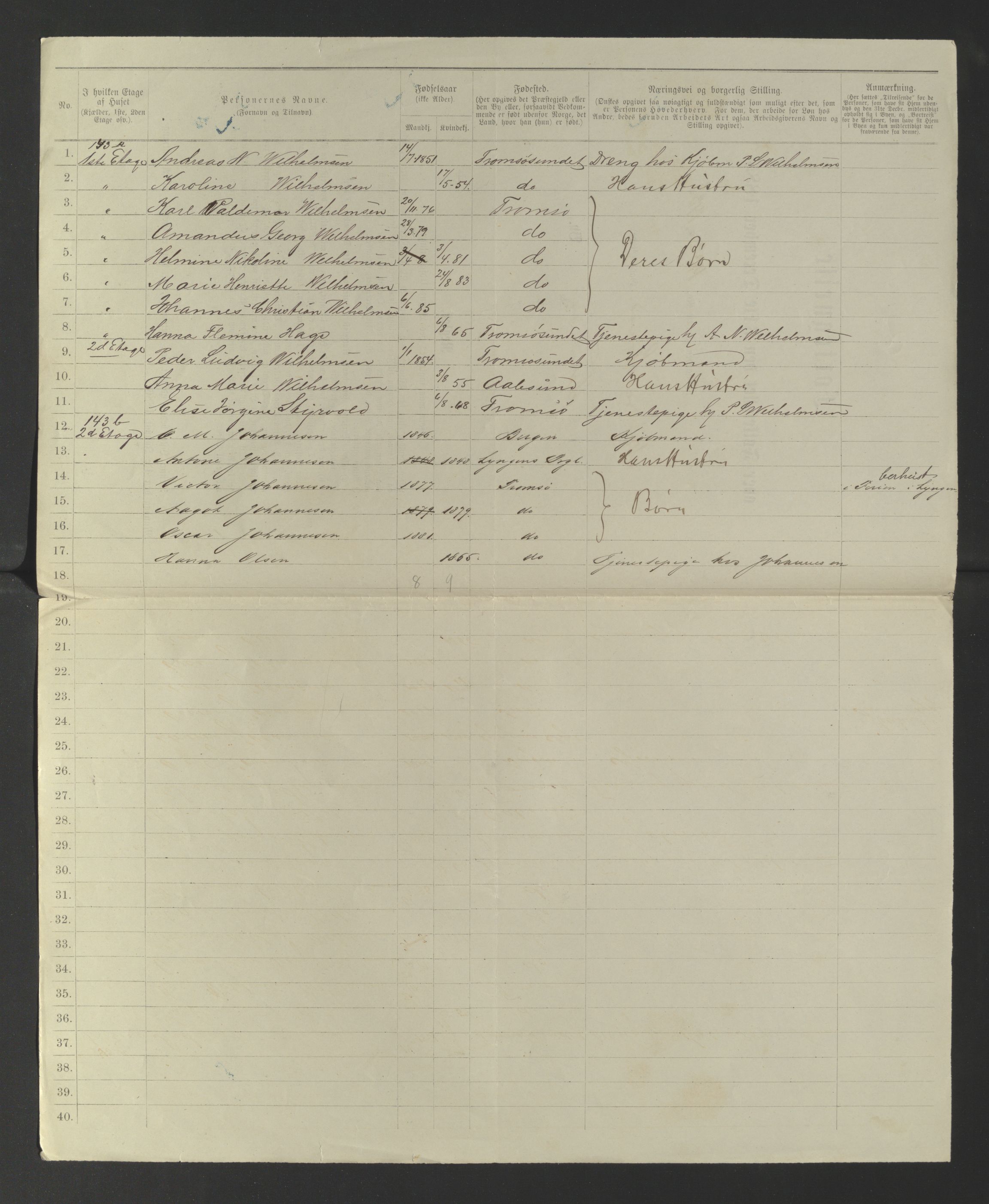 SATØ, 1885 census for 1902 Tromsø, 1885, p. 405b