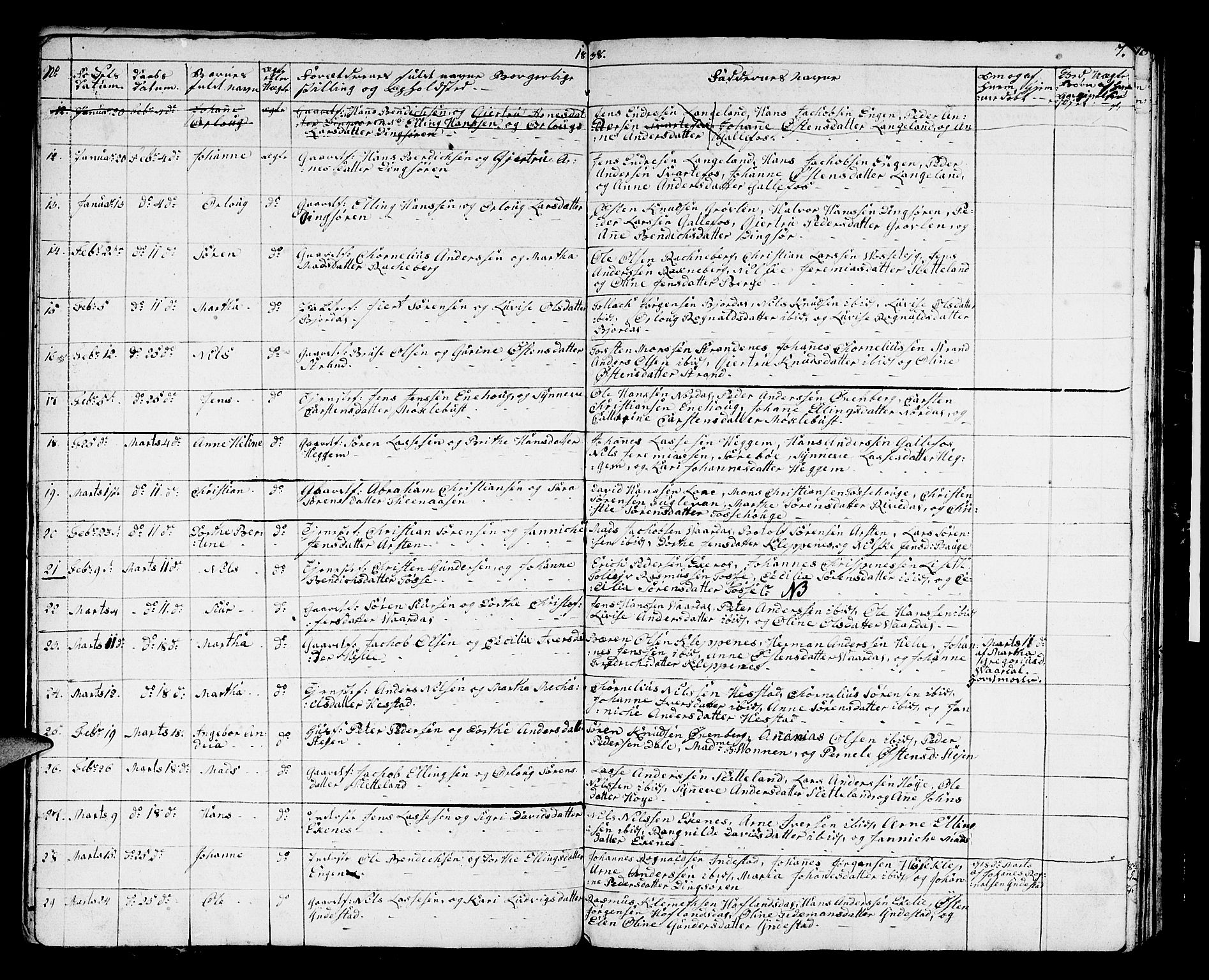 Fjaler sokneprestembete, AV/SAB-A-79801/H/Hab/Haba/L0001: Parish register (copy) no. A 1, 1836-1846, p. 7