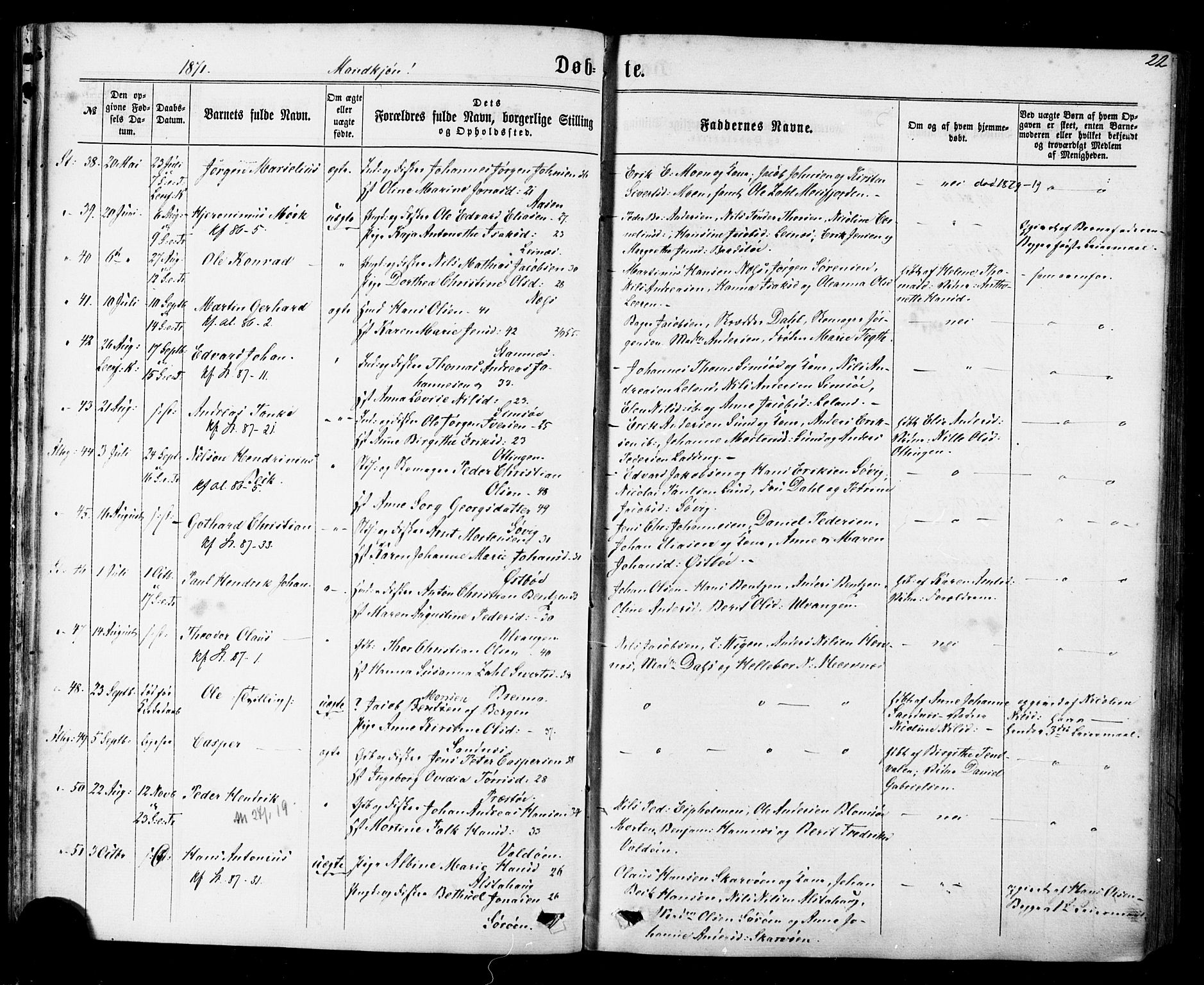 Ministerialprotokoller, klokkerbøker og fødselsregistre - Nordland, AV/SAT-A-1459/830/L0449: Parish register (official) no. 830A13, 1866-1886, p. 22