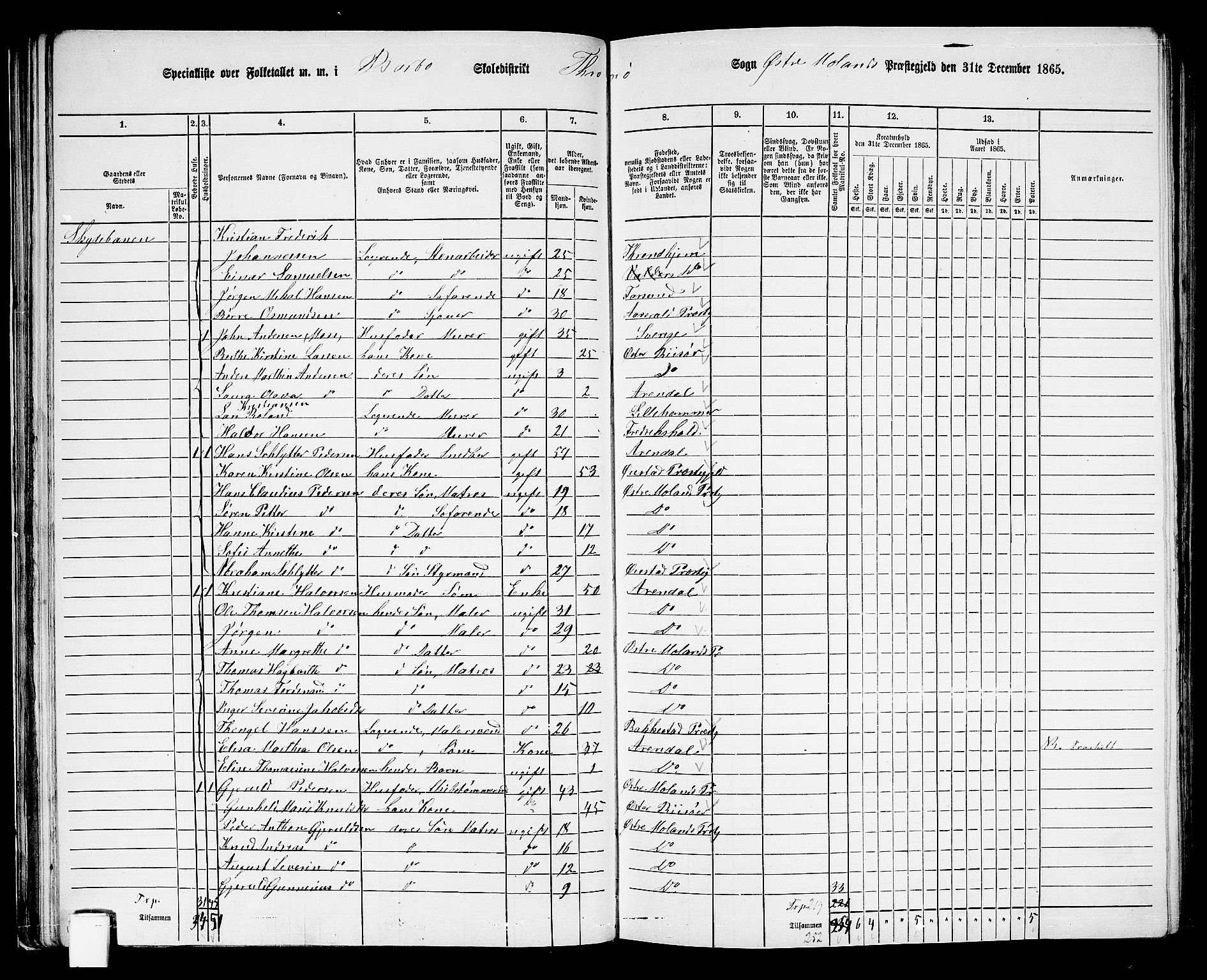 RA, 1865 census for Austre Moland, 1865, p. 66