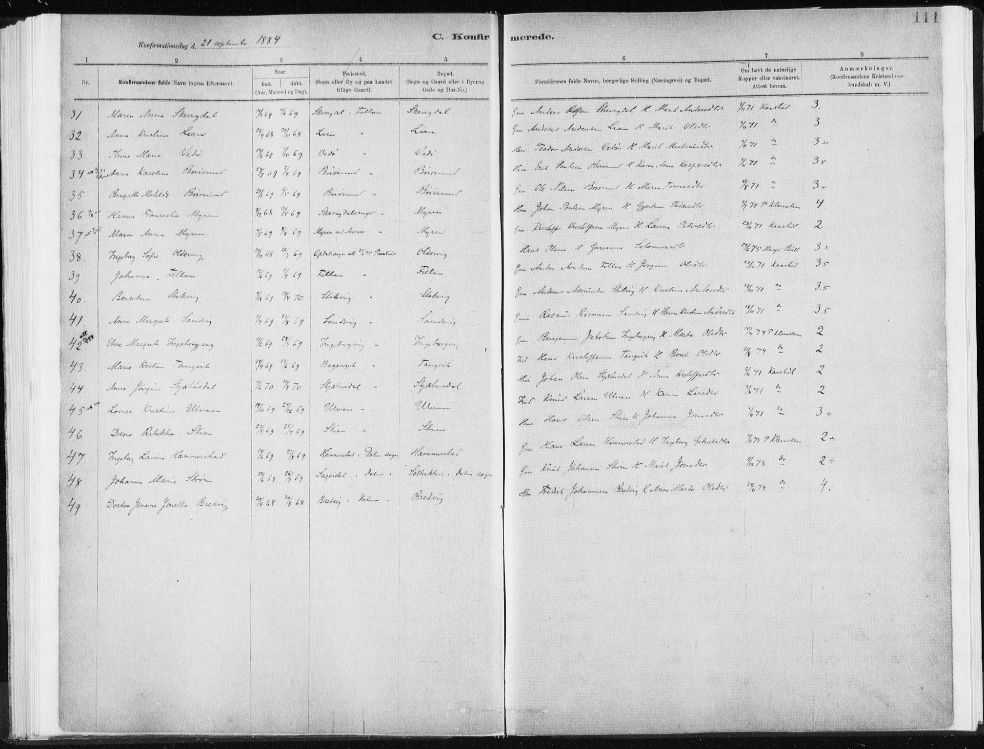 Ministerialprotokoller, klokkerbøker og fødselsregistre - Sør-Trøndelag, SAT/A-1456/637/L0558: Parish register (official) no. 637A01, 1882-1899, p. 111