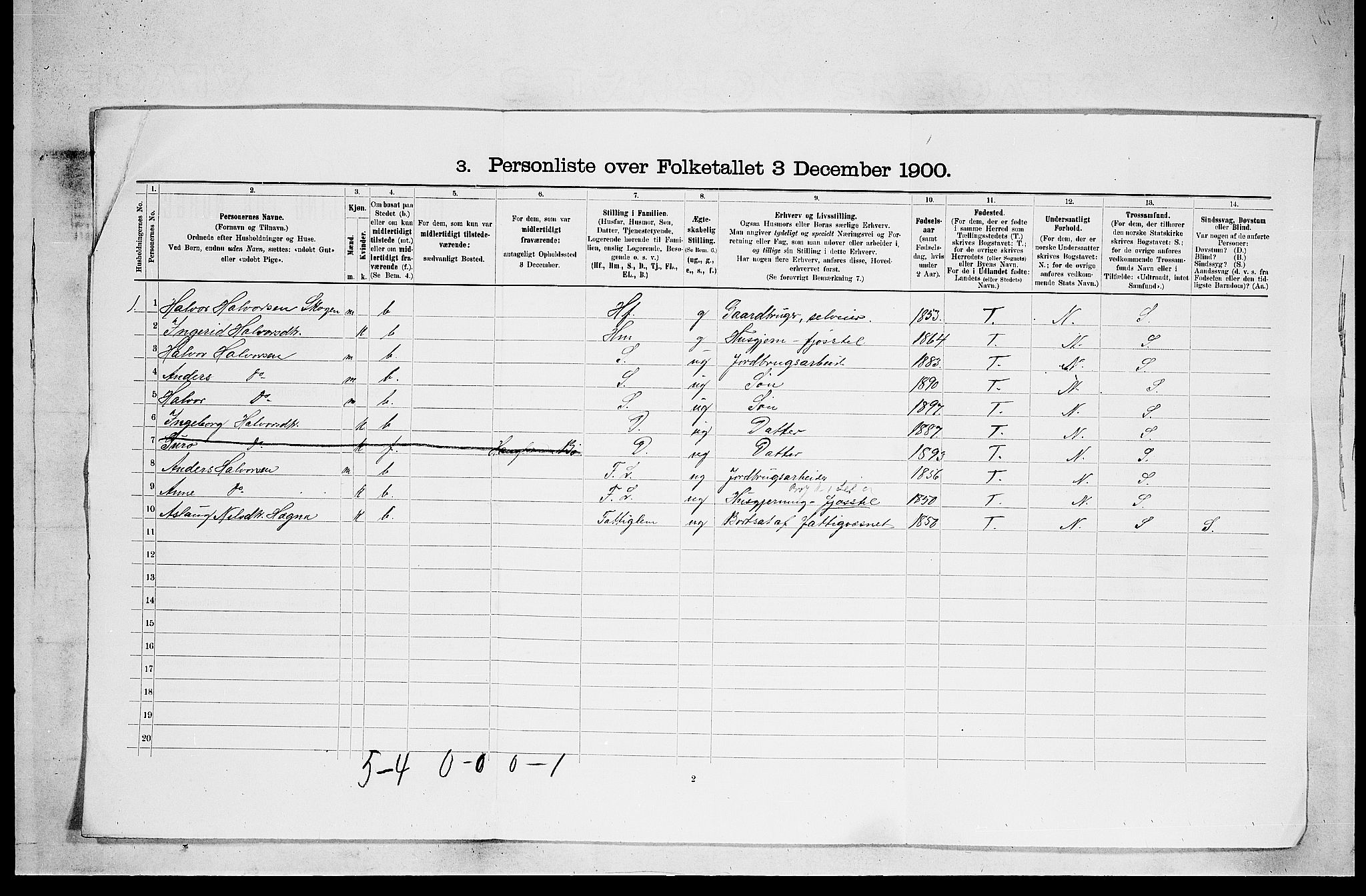 SAKO, 1900 census for Bø, 1900, p. 30