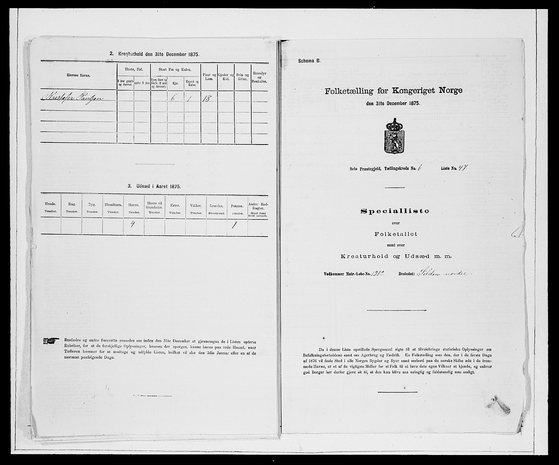 SAB, 1875 Census for 1441P Selje, 1875, p. 794