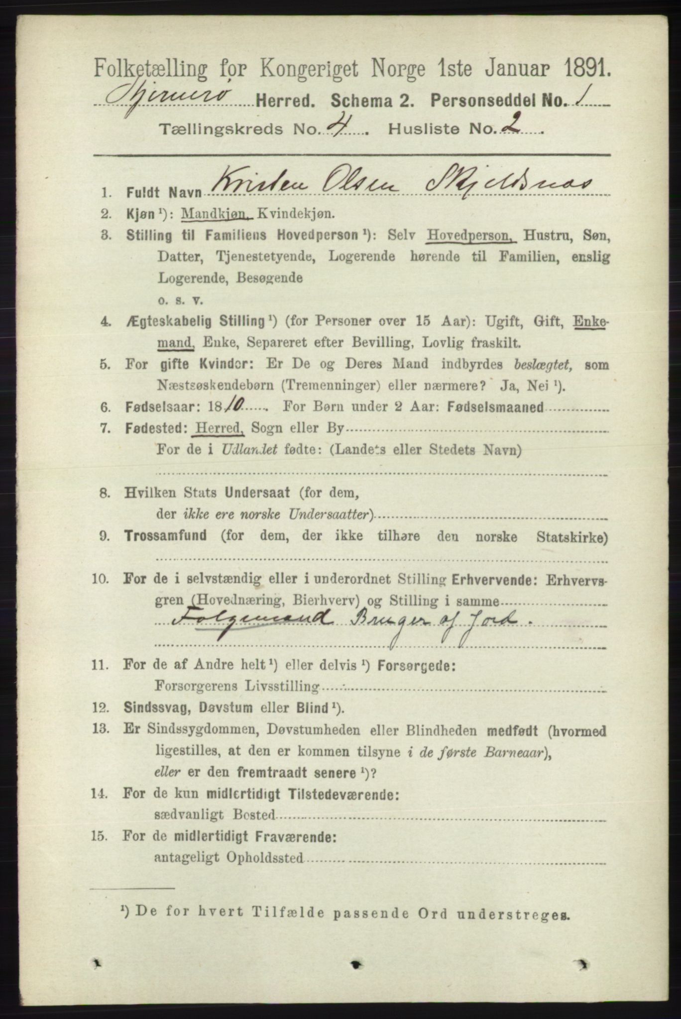 RA, 1891 census for 1140 Sjernarøy, 1891, p. 595