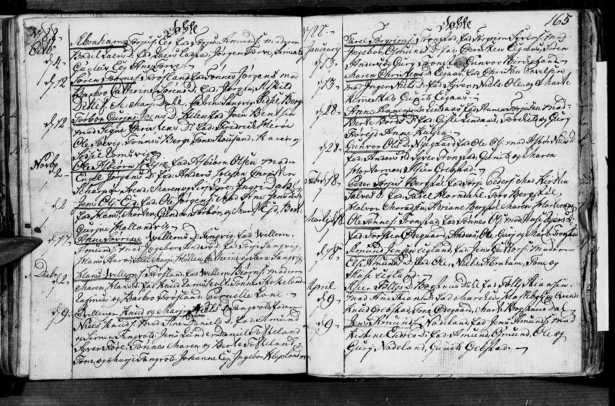 Søgne sokneprestkontor, SAK/1111-0037/F/Fa/Fab/L0004: Parish register (official) no. A 4, 1770-1822, p. 164-165
