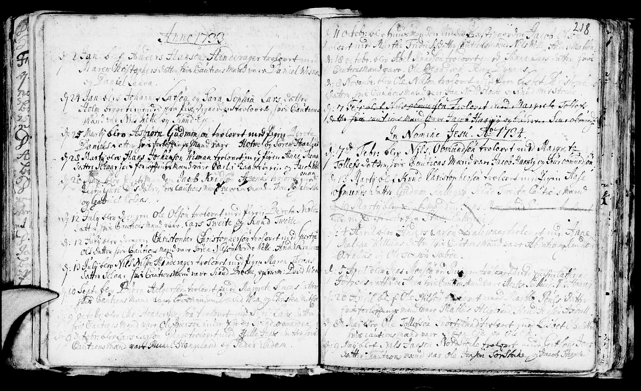 Avaldsnes sokneprestkontor, AV/SAST-A -101851/H/Ha/Haa/L0001: Parish register (official) no. A 1, 1711-1764, p. 218