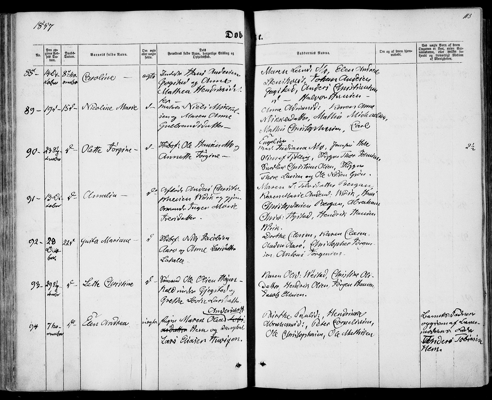 Sandar kirkebøker, SAKO/A-243/F/Fa/L0007: Parish register (official) no. 7, 1855-1861, p. 113