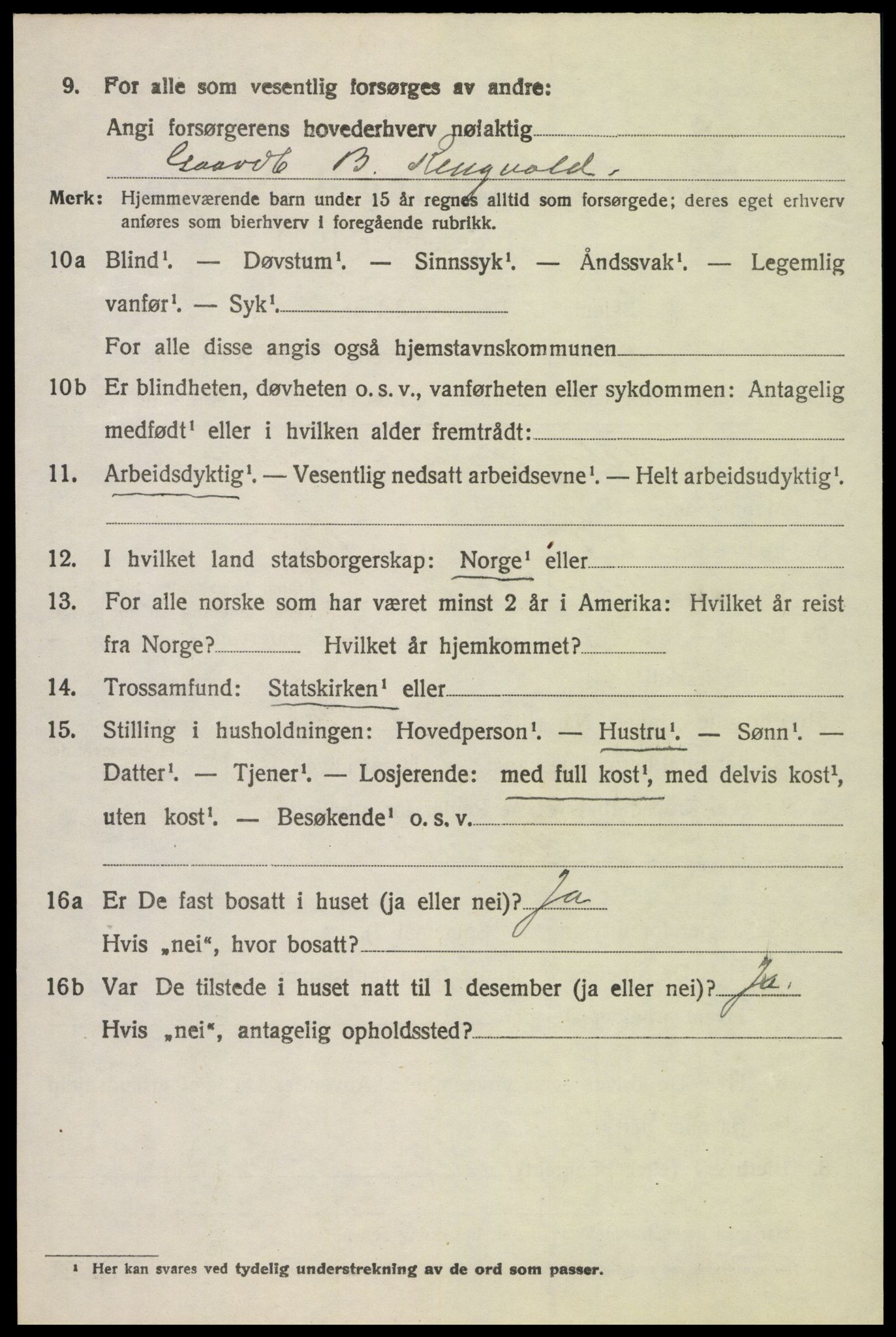 SAH, 1920 census for Vestre Toten, 1920, p. 5885