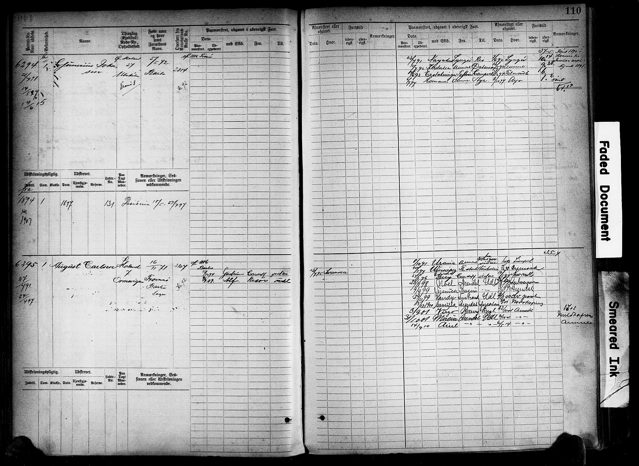 Arendal mønstringskrets, SAK/2031-0012/F/Fb/L0018: Hovedrulle A nr 6077-6849, S-16, 1892-1894, p. 110