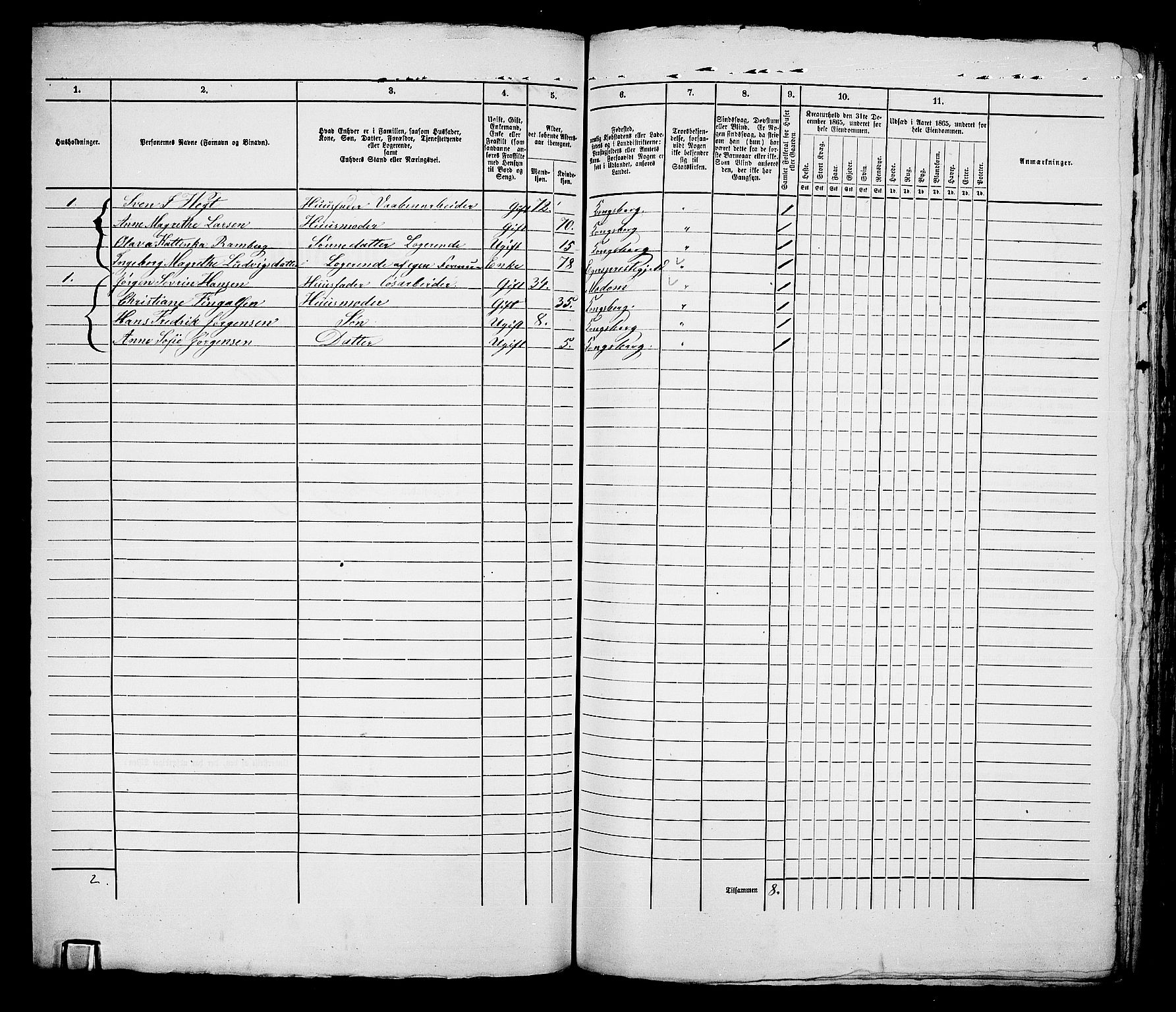 RA, 1865 census for Kongsberg/Kongsberg, 1865, p. 243