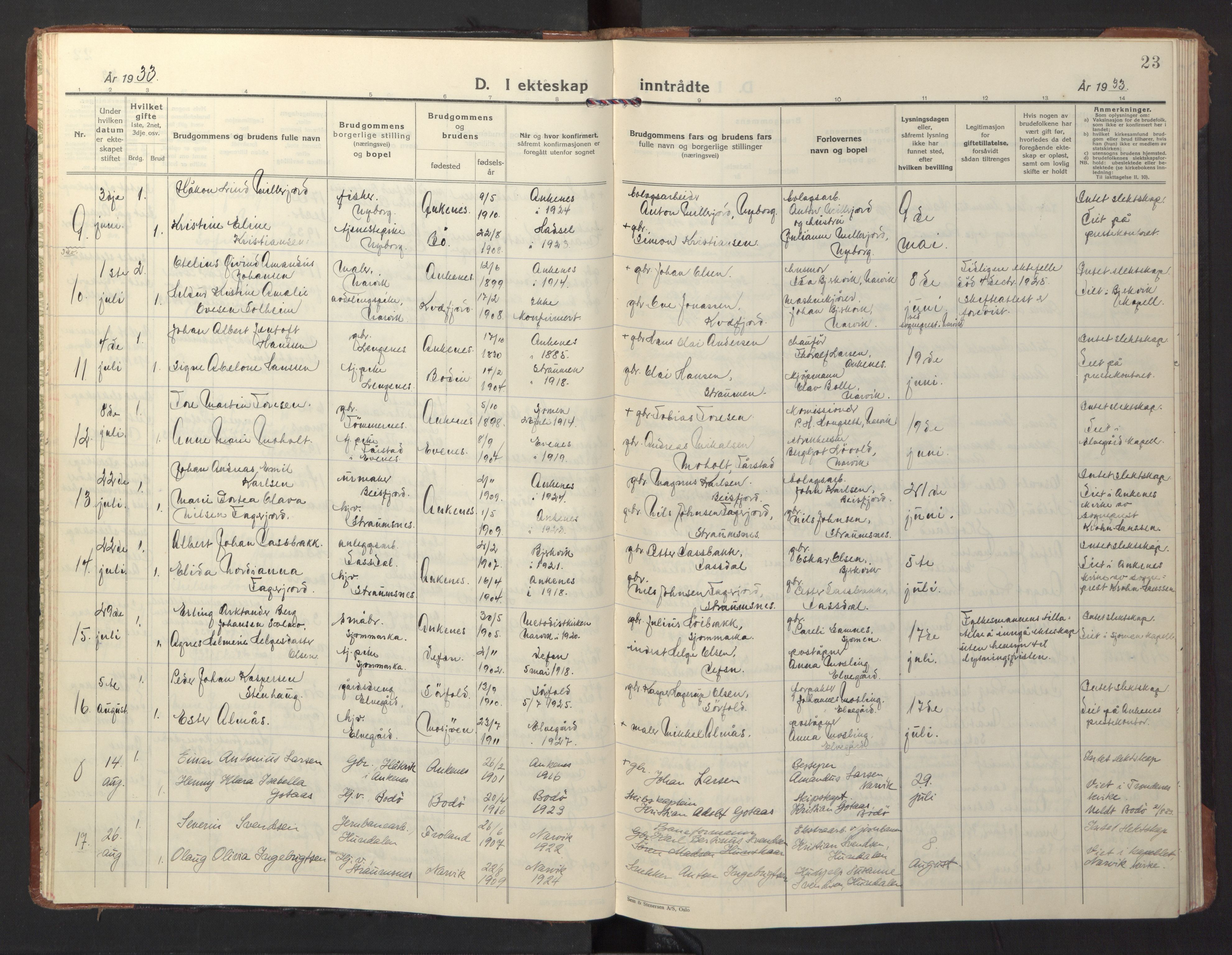 Ministerialprotokoller, klokkerbøker og fødselsregistre - Nordland, AV/SAT-A-1459/866/L0948: Parish register (official) no. 866A11, 1929-1949, p. 23