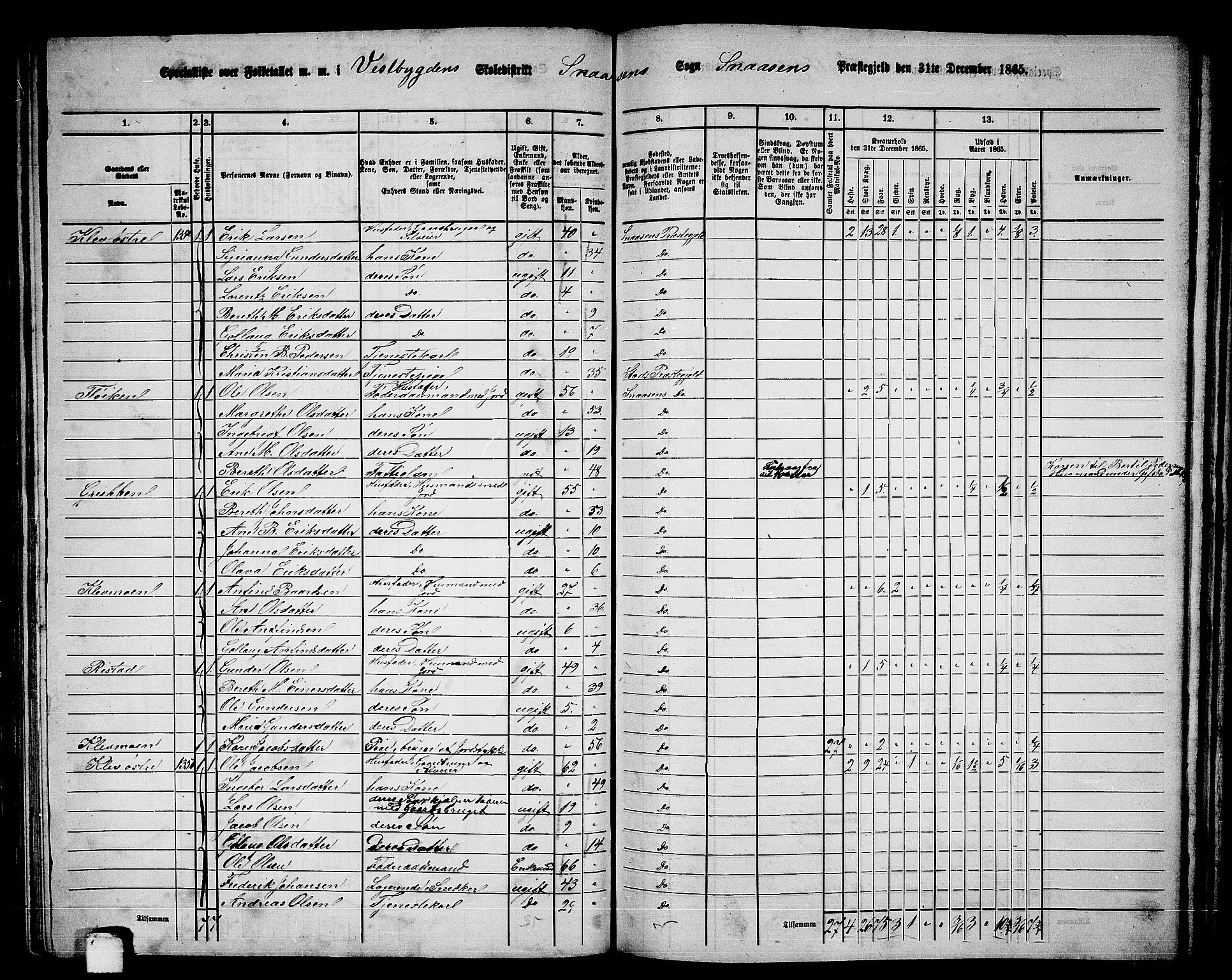 RA, 1865 census for Snåsa, 1865, p. 87