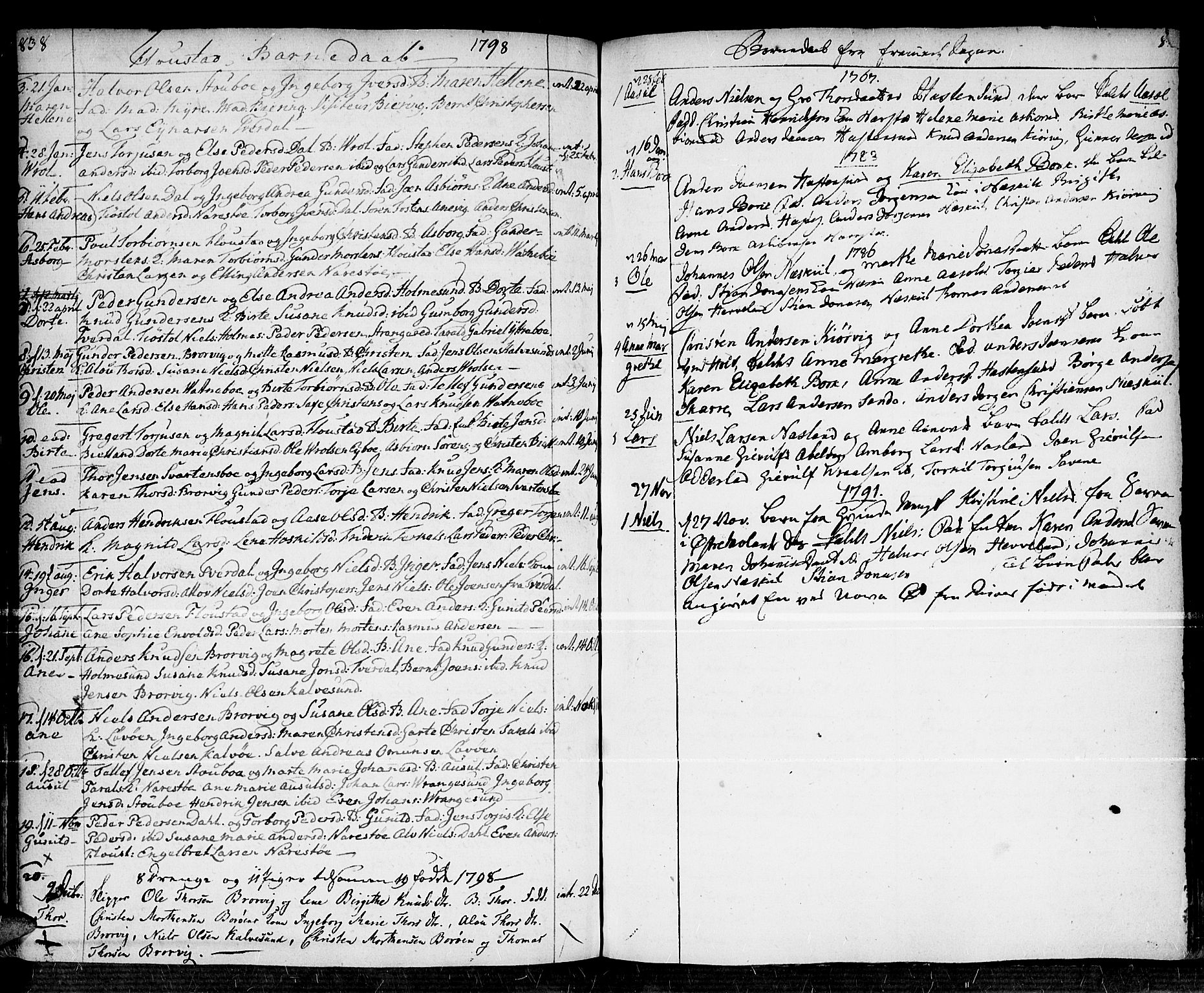 Dypvåg sokneprestkontor, SAK/1111-0007/F/Fa/Faa/L0001: Parish register (official) no. A 1 /2, 1765-1798, p. 838-839