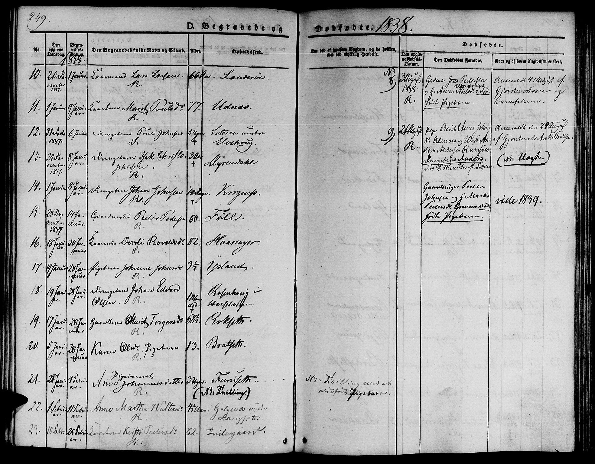 Ministerialprotokoller, klokkerbøker og fødselsregistre - Sør-Trøndelag, AV/SAT-A-1456/646/L0610: Parish register (official) no. 646A08, 1837-1847, p. 249