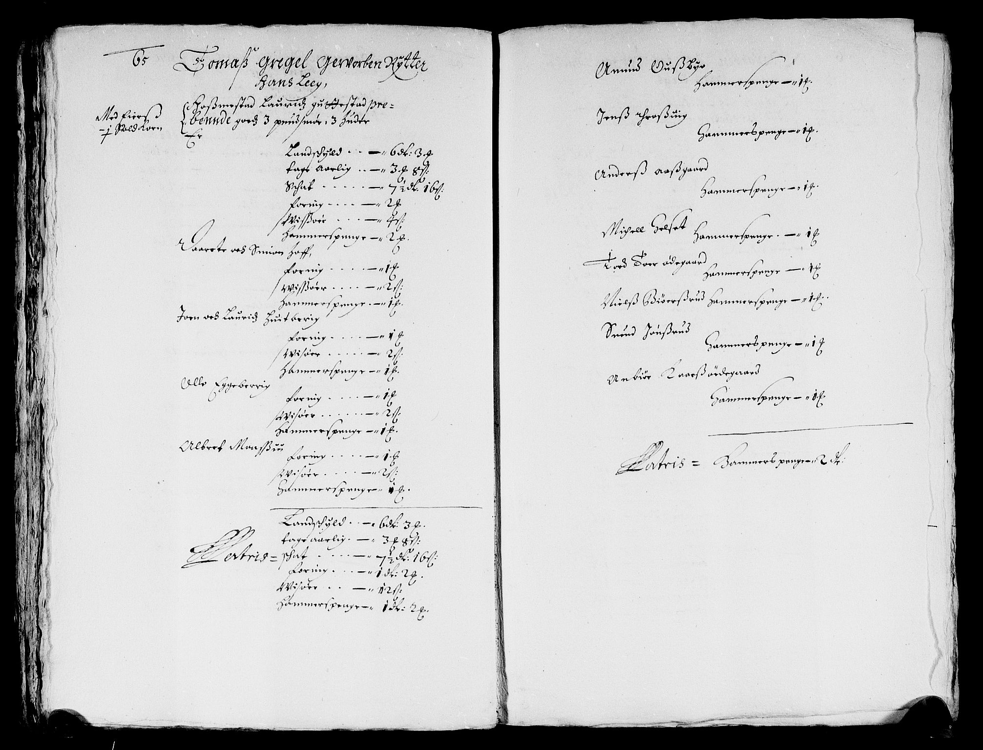 Rentekammeret inntil 1814, Reviderte regnskaper, Stiftamtstueregnskaper, Landkommissariatet på Akershus og Akershus stiftamt, AV/RA-EA-5869/R/Ra/L0027: Landkommissariatet på Akershus, 1665