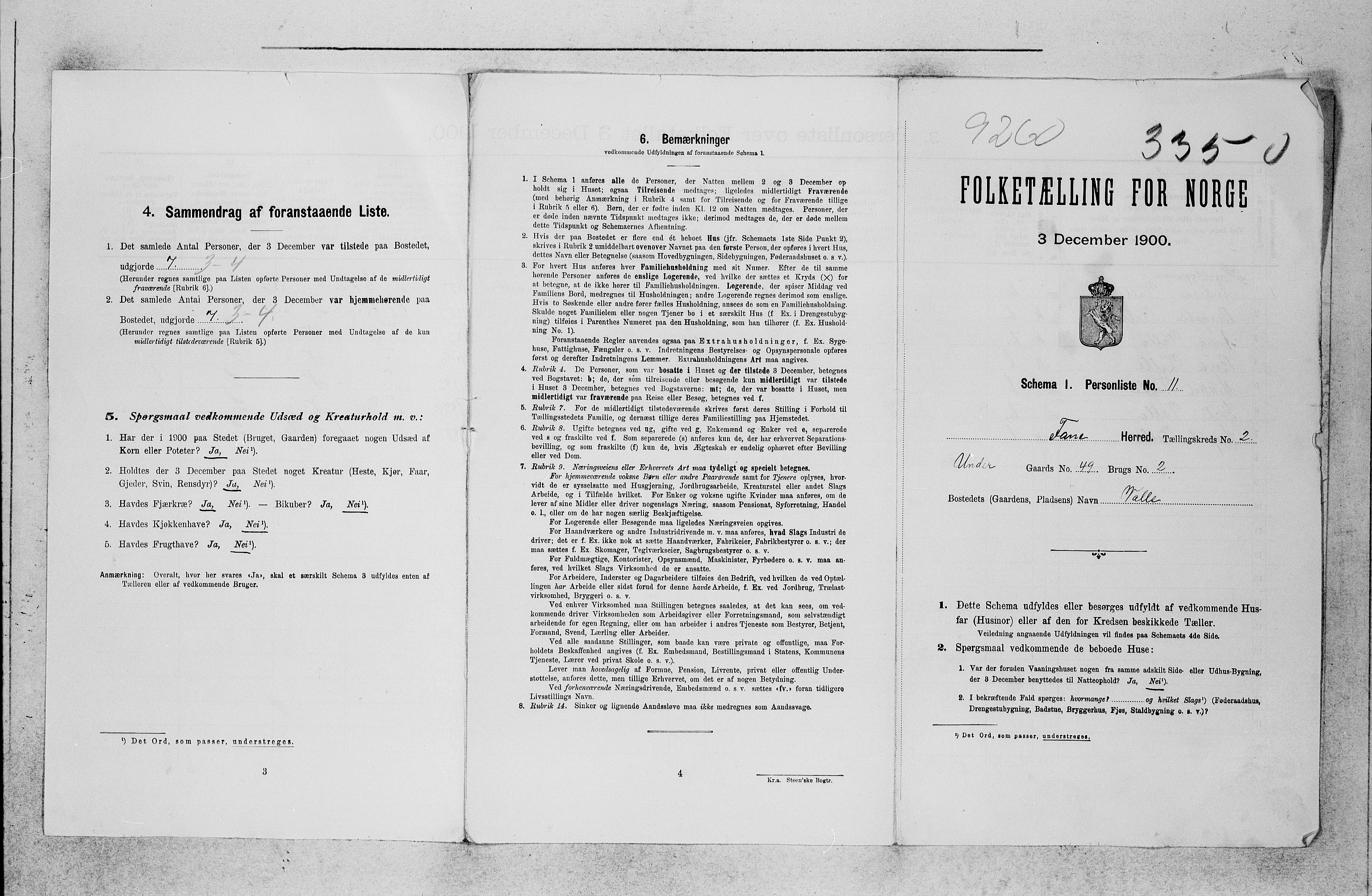 SAB, 1900 census for Fana, 1900, p. 40