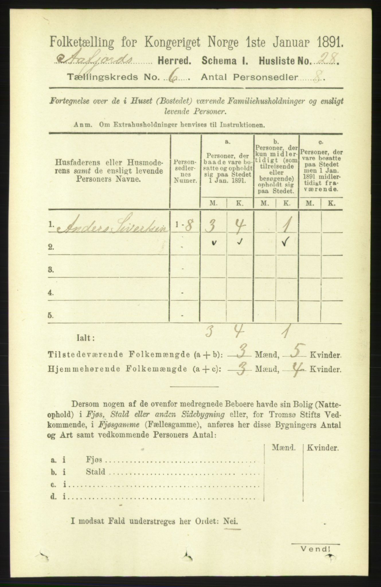 RA, 1891 census for 1630 Åfjord, 1891, p. 1466