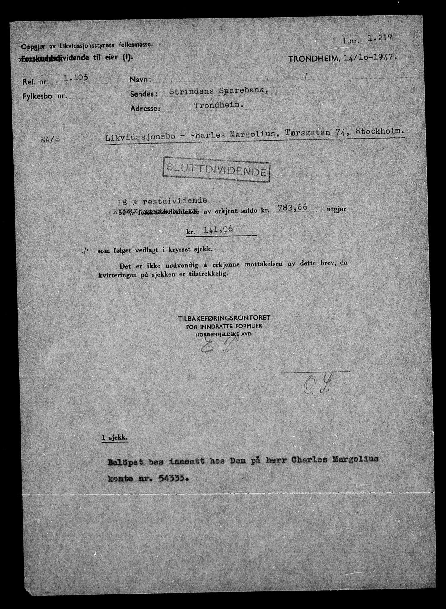 Justisdepartementet, Tilbakeføringskontoret for inndratte formuer, AV/RA-S-1564/H/Hc/Hca/L0903: --, 1945-1947, p. 577