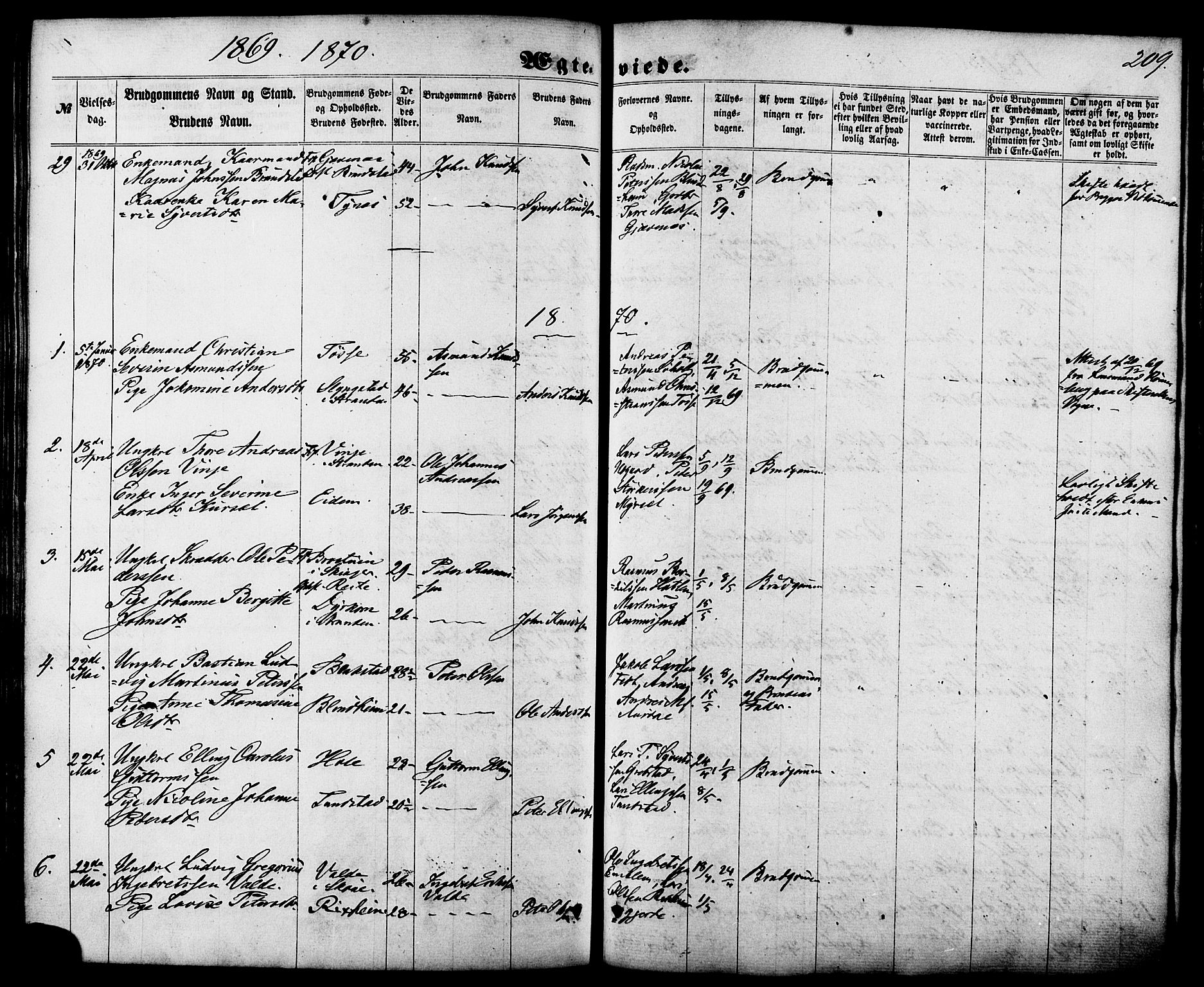 Ministerialprotokoller, klokkerbøker og fødselsregistre - Møre og Romsdal, SAT/A-1454/522/L0314: Parish register (official) no. 522A09, 1863-1877, p. 209