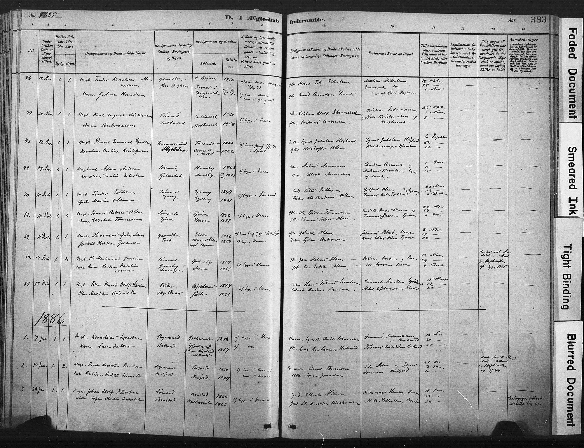 Lista sokneprestkontor, SAK/1111-0027/F/Fa/L0012: Parish register (official) no. A 12, 1879-1903, p. 383