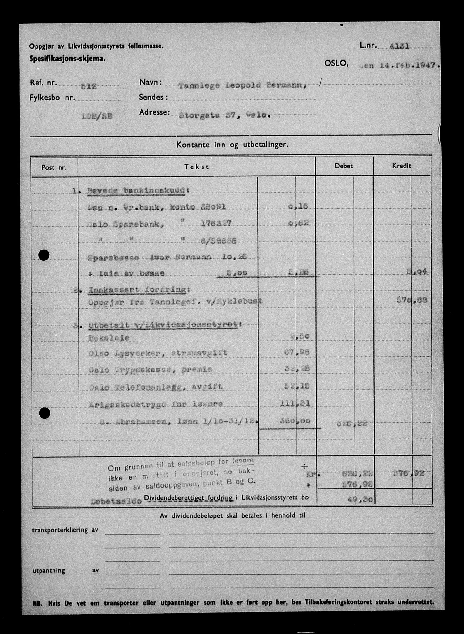 Justisdepartementet, Tilbakeføringskontoret for inndratte formuer, AV/RA-S-1564/H/Hc/Hcc/L0921: --, 1945-1947, p. 351