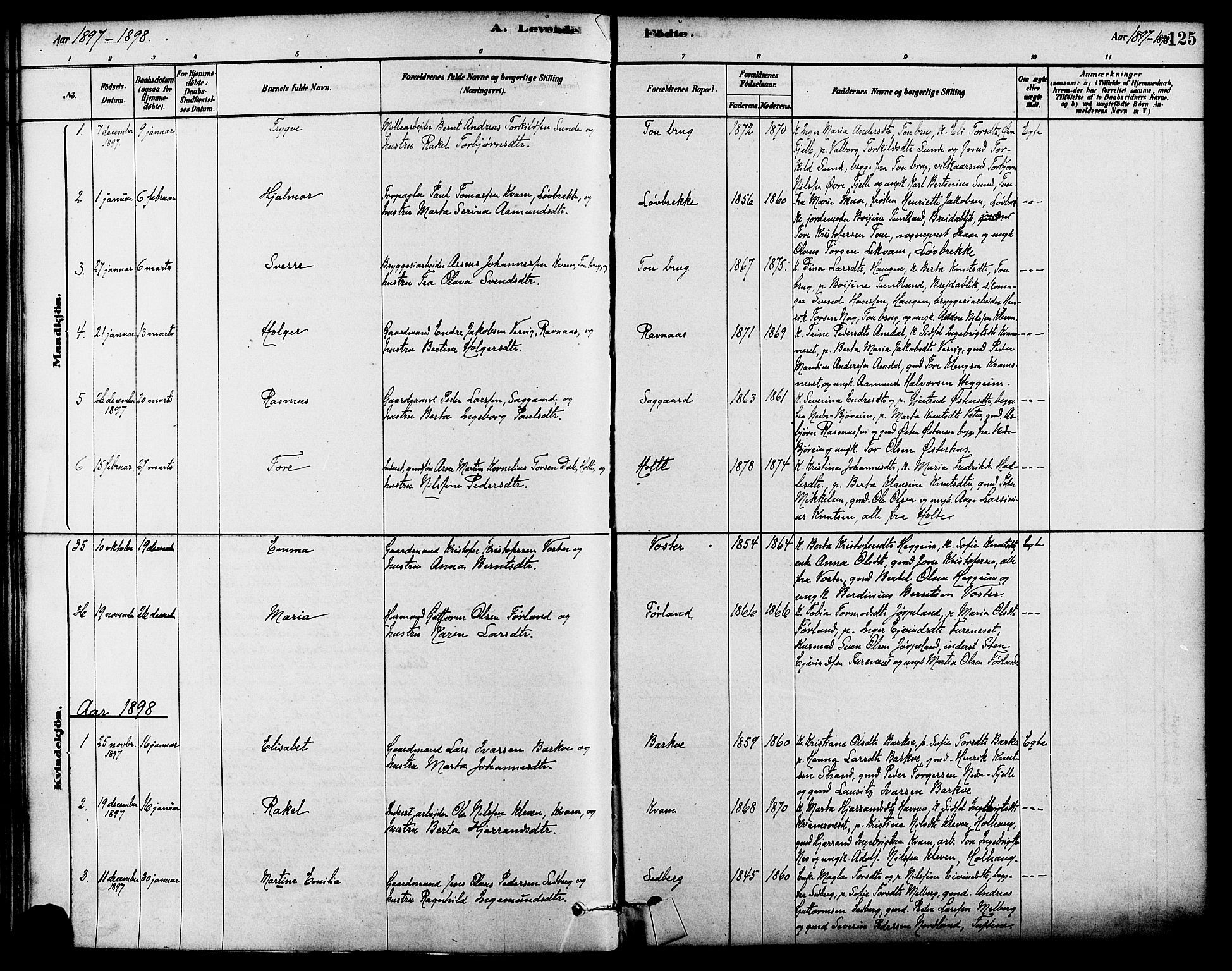 Strand sokneprestkontor, SAST/A-101828/H/Ha/Haa/L0009: Parish register (official) no. A 9, 1877-1908, p. 125