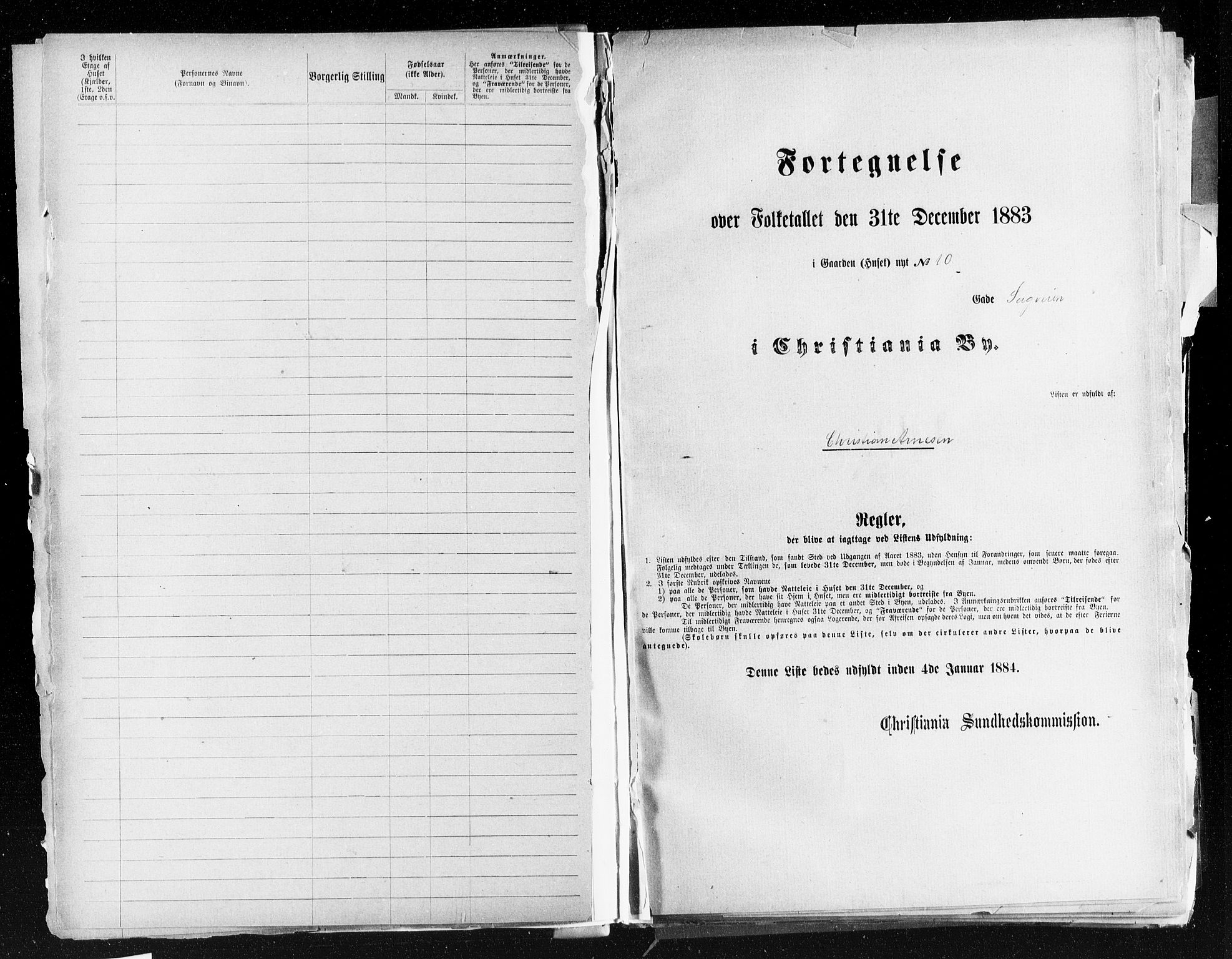 OBA, Municipal Census 1883 for Kristiania, 1883, p. 3706