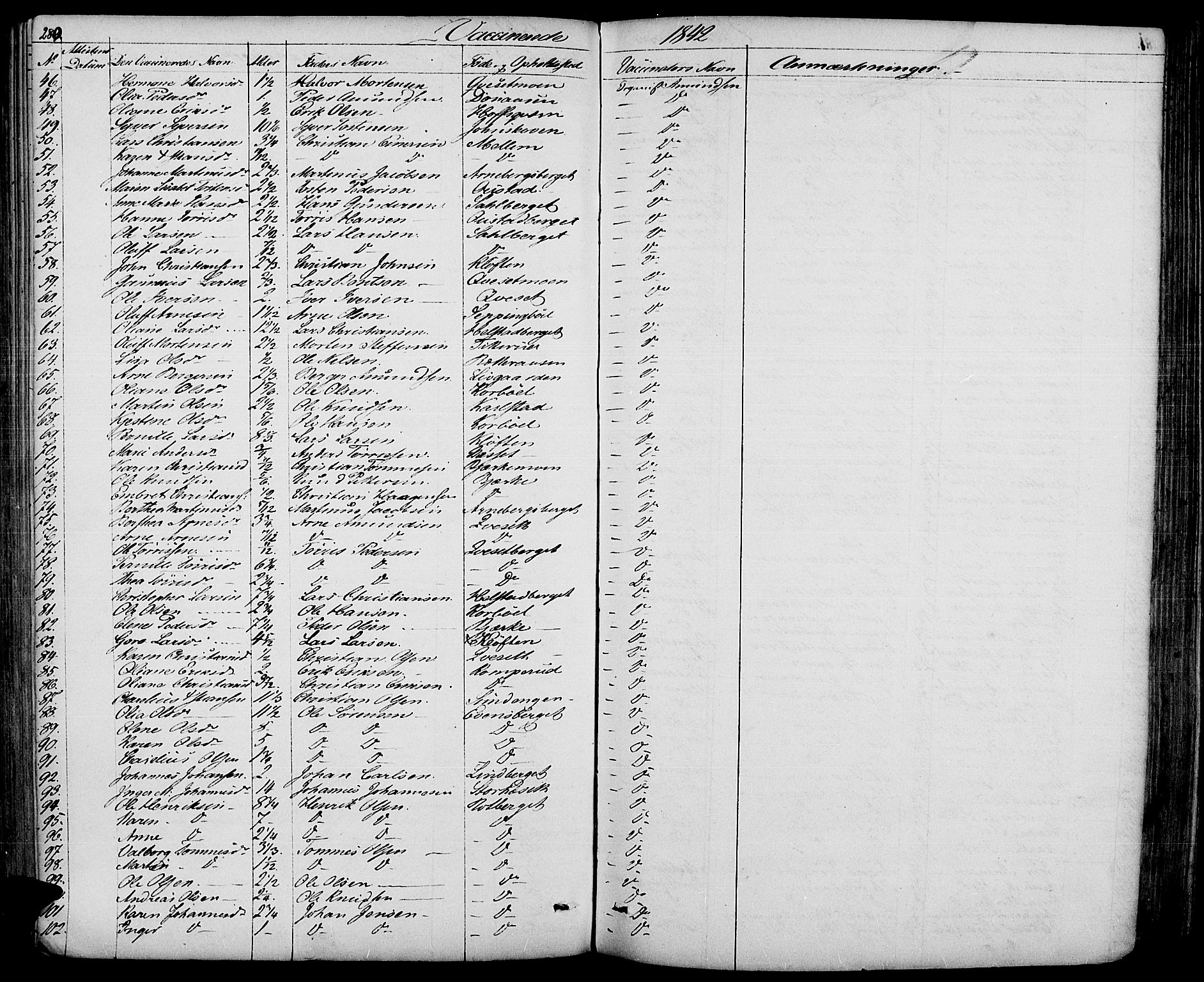 Hof prestekontor, AV/SAH-PREST-038/H/Ha/Haa/L0007: Parish register (official) no. 7, 1841-1848, p. 280