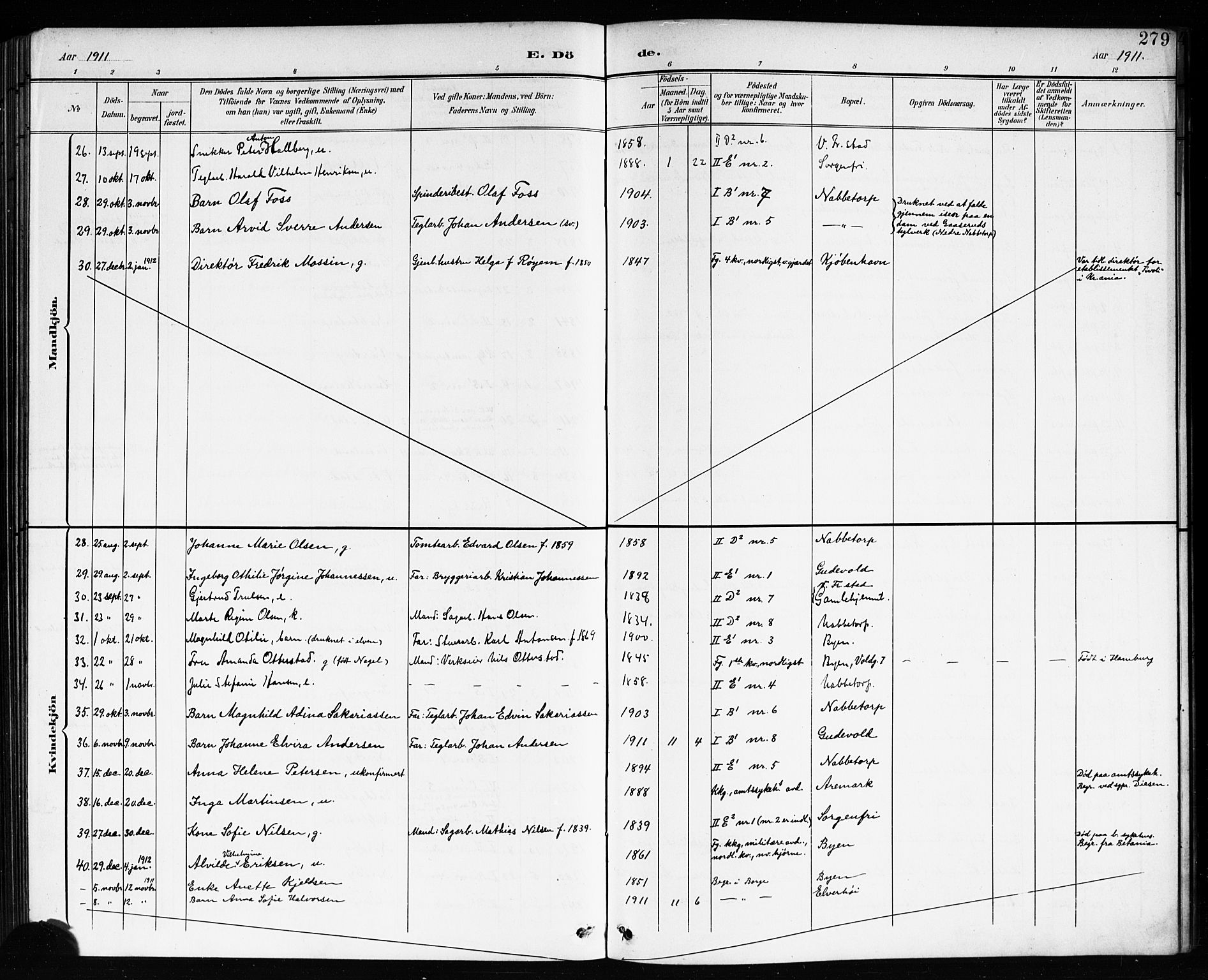 Østre Fredrikstad prestekontor Kirkebøker, AV/SAO-A-10907/G/Ga/L0002: Parish register (copy) no. 2, 1900-1919, p. 279