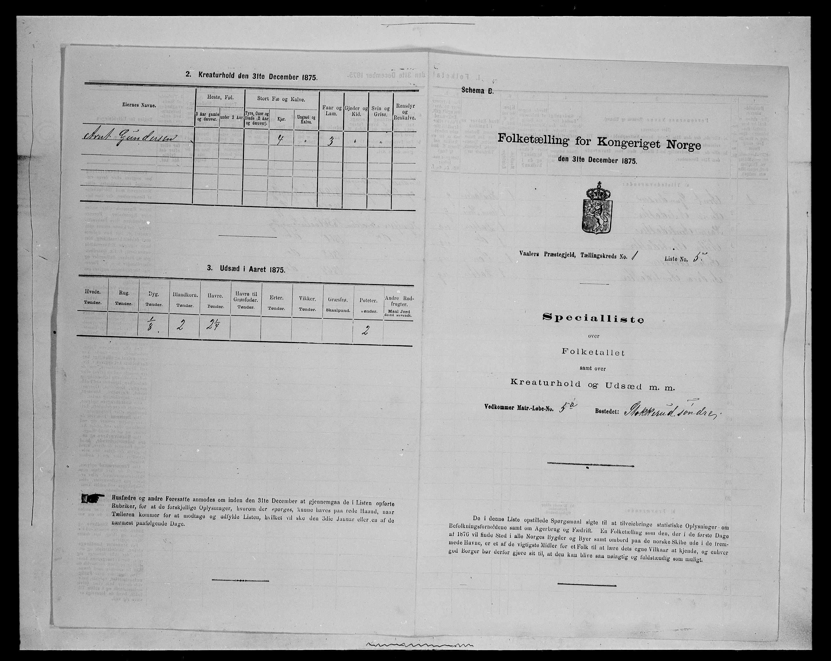 SAH, 1875 census for 0426P Våler parish (Hedmark), 1875, p. 119