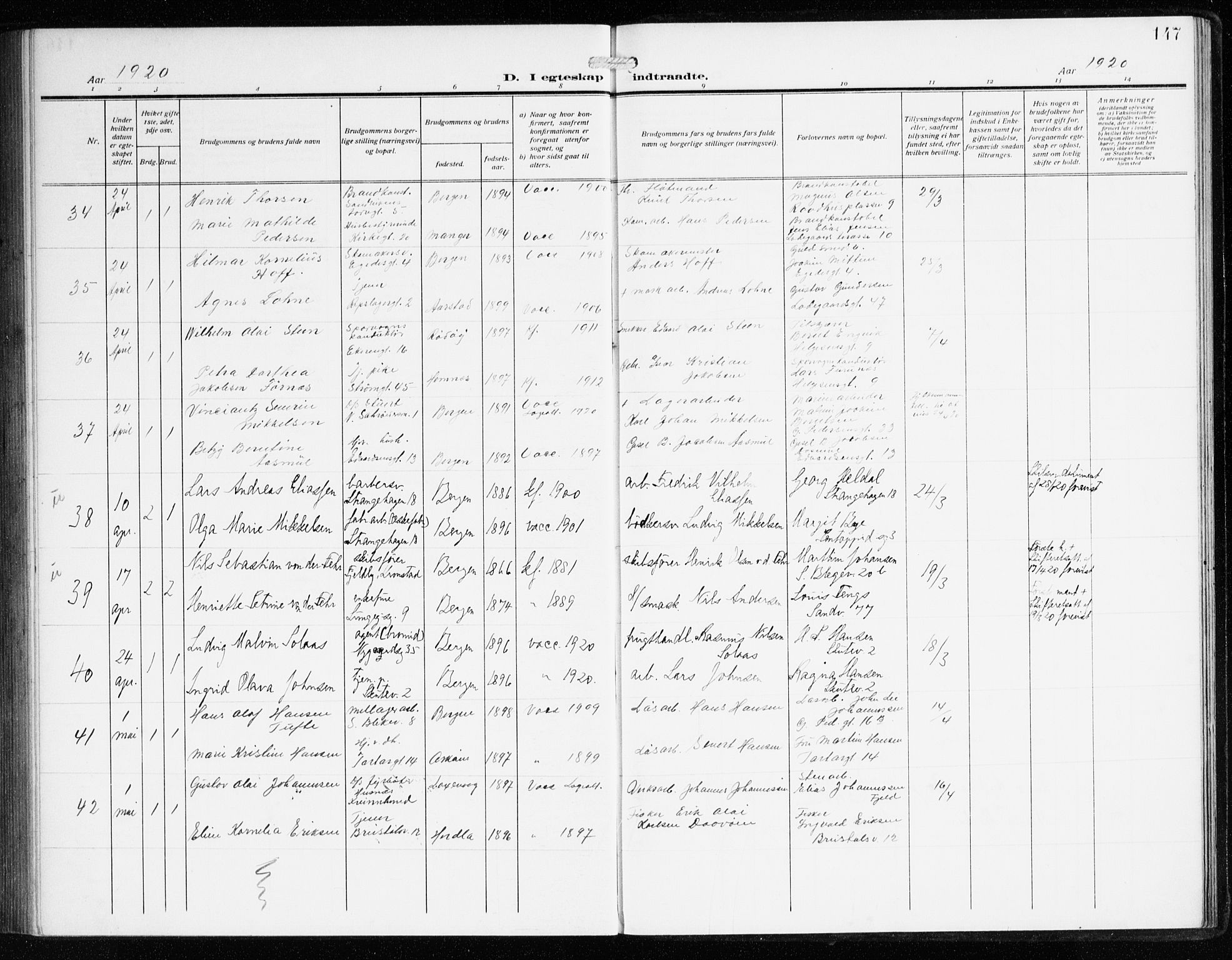 Sandviken Sokneprestembete, AV/SAB-A-77601/H/Ha/L0015: Parish register (official) no. D 2, 1911-1923, p. 147