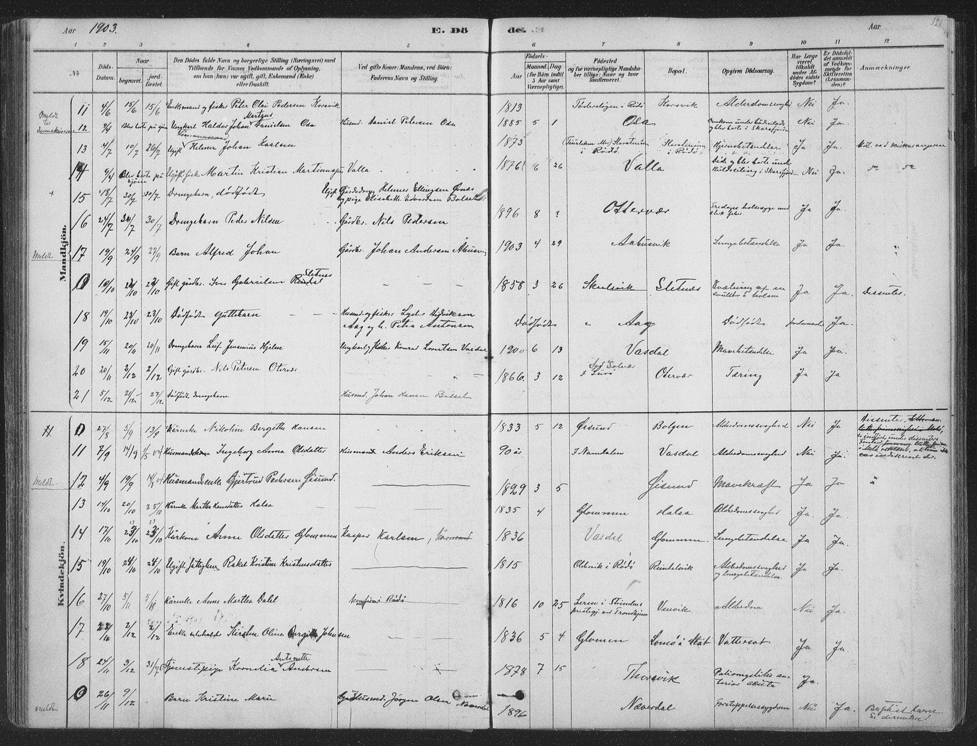 Ministerialprotokoller, klokkerbøker og fødselsregistre - Nordland, AV/SAT-A-1459/843/L0627: Parish register (official) no. 843A02, 1878-1908, p. 121