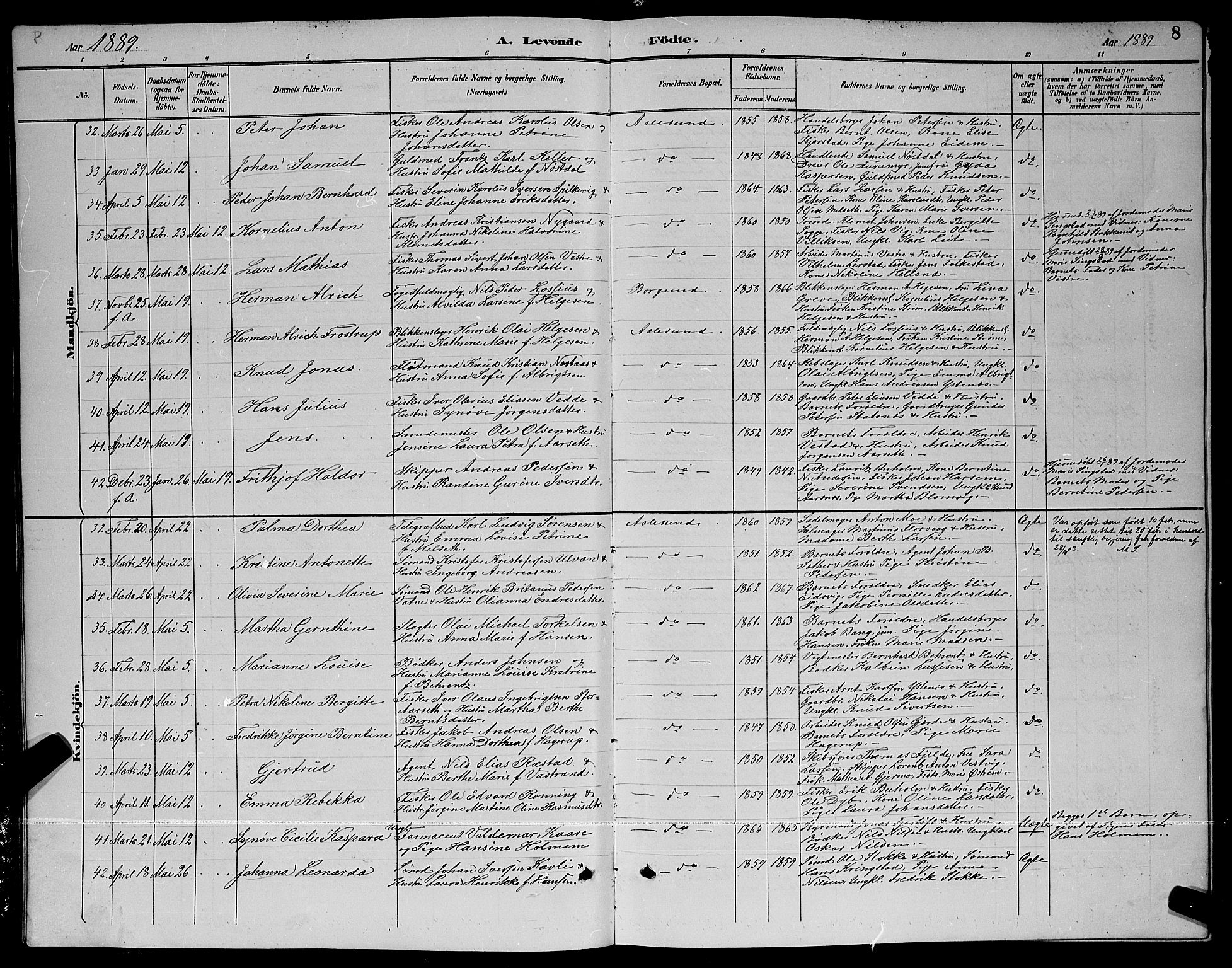 Ministerialprotokoller, klokkerbøker og fødselsregistre - Møre og Romsdal, AV/SAT-A-1454/529/L0467: Parish register (copy) no. 529C04, 1889-1897, p. 8