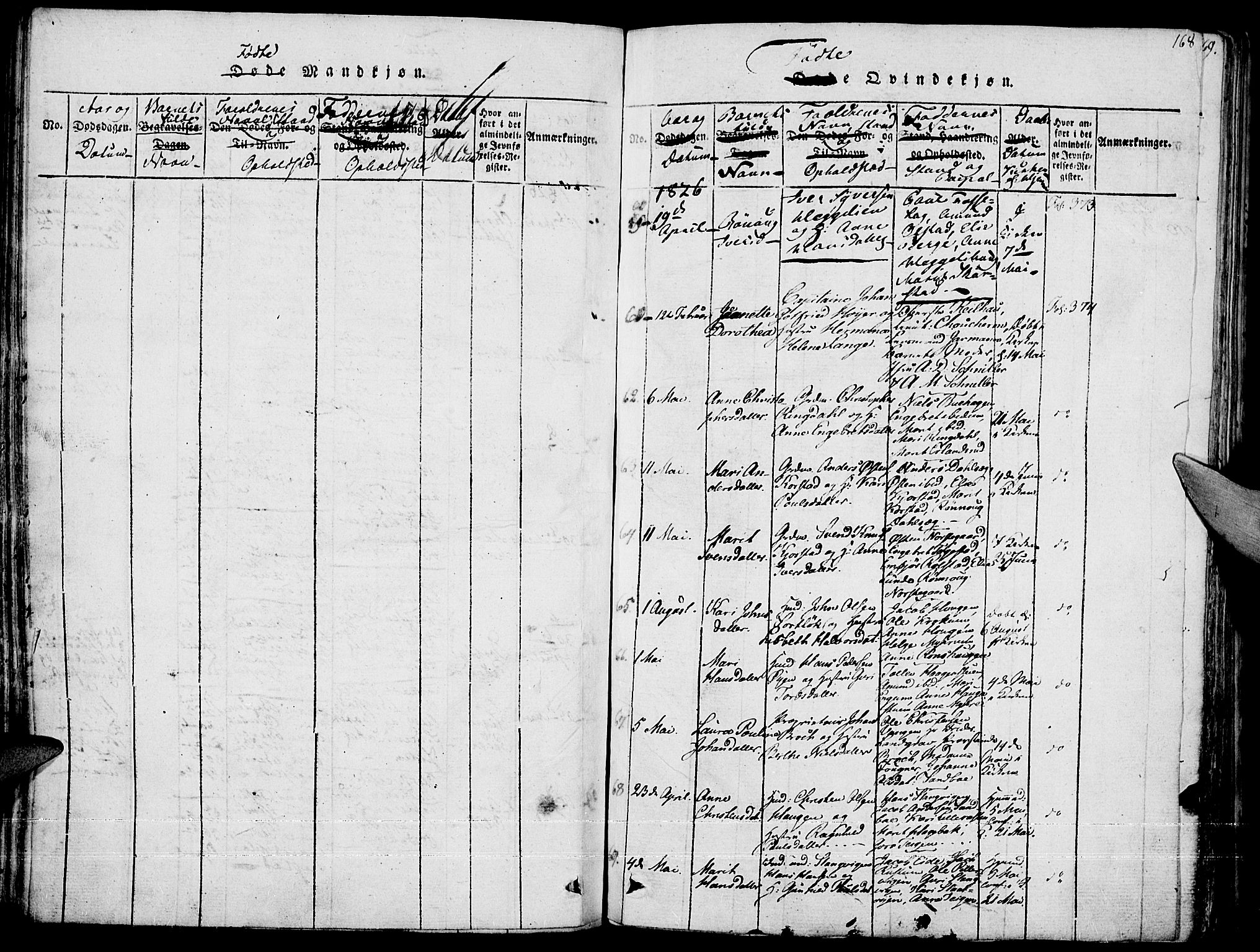 Fron prestekontor, SAH/PREST-078/H/Ha/Haa/L0002: Parish register (official) no. 2, 1816-1827, p. 168