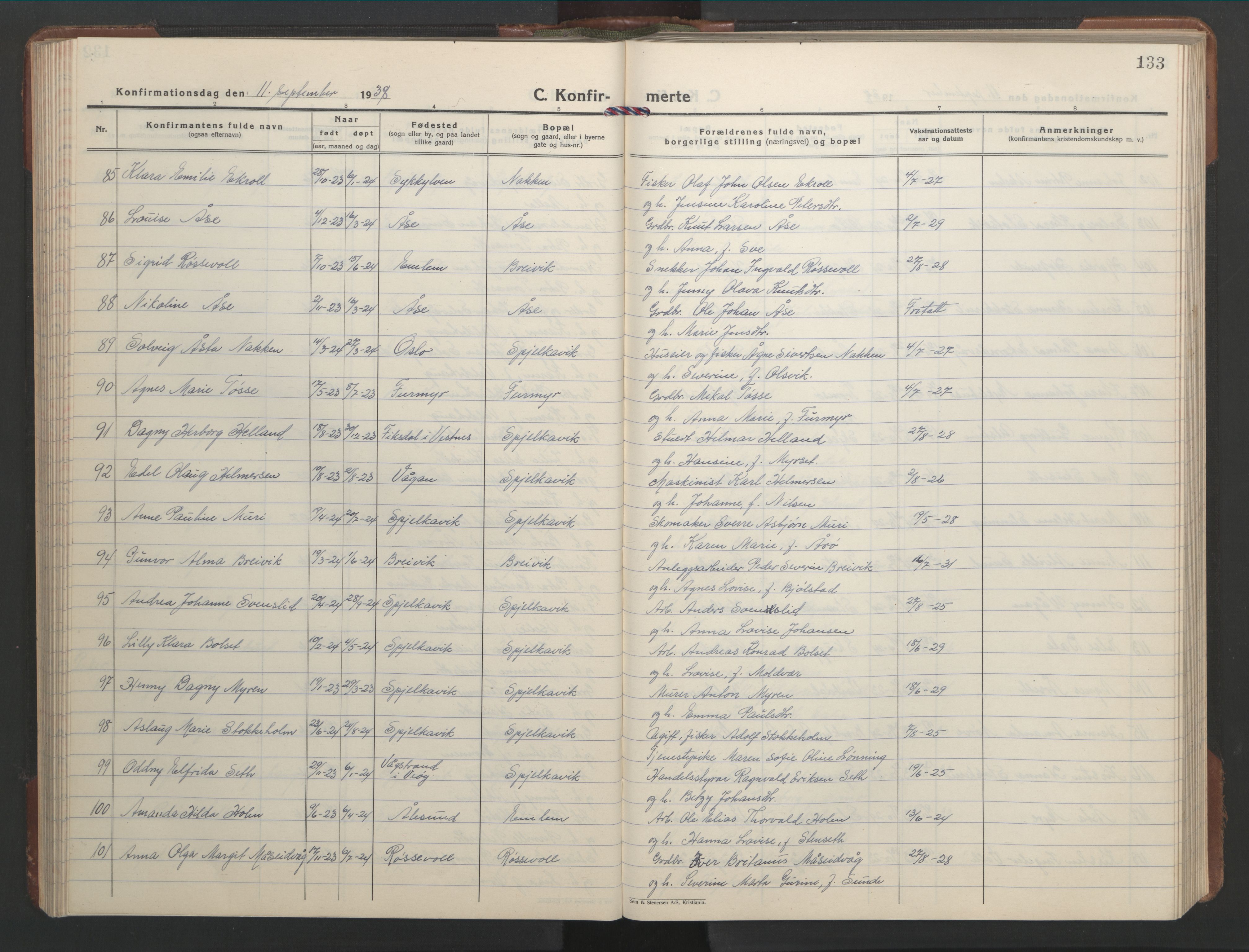 Ministerialprotokoller, klokkerbøker og fødselsregistre - Møre og Romsdal, AV/SAT-A-1454/528/L0435: Parish register (copy) no. 528C16, 1923-1957, p. 133