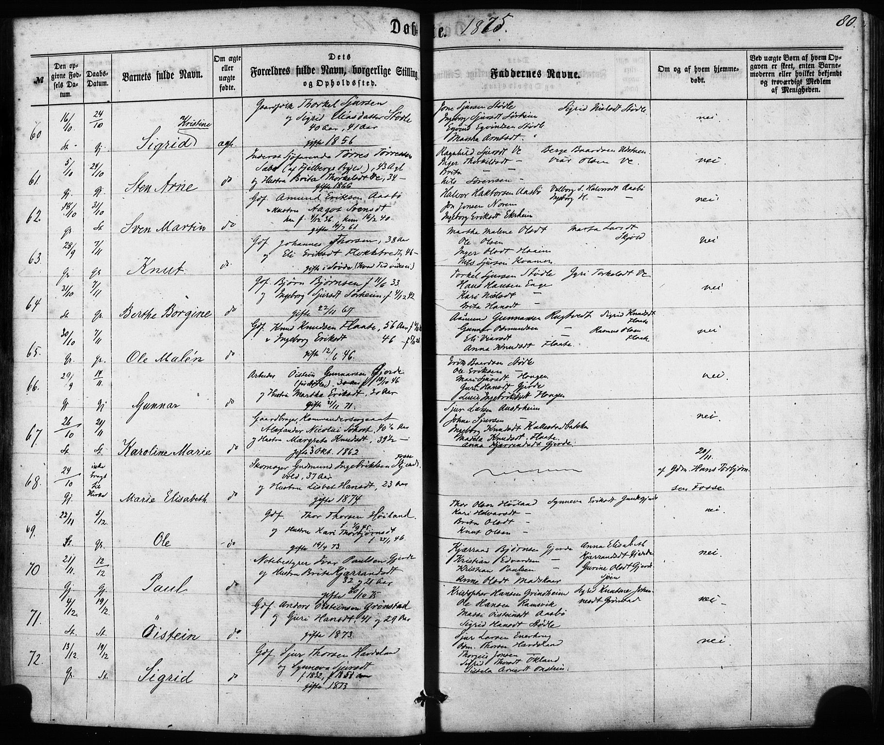 Etne sokneprestembete, AV/SAB-A-75001/H/Haa: Parish register (official) no. A 9, 1862-1878, p. 80
