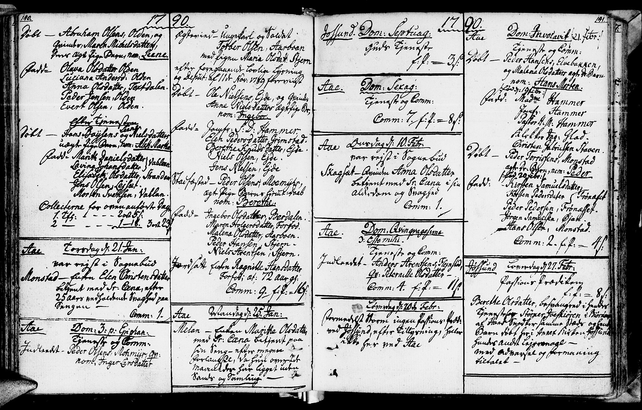 Ministerialprotokoller, klokkerbøker og fødselsregistre - Sør-Trøndelag, SAT/A-1456/655/L0673: Parish register (official) no. 655A02, 1780-1801, p. 140-141