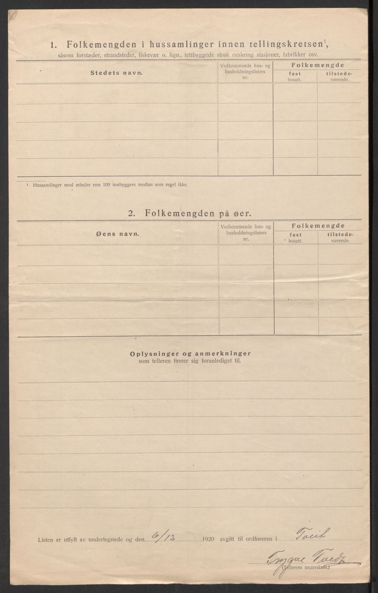 SAK, 1920 census for Tveit, 1920, p. 31