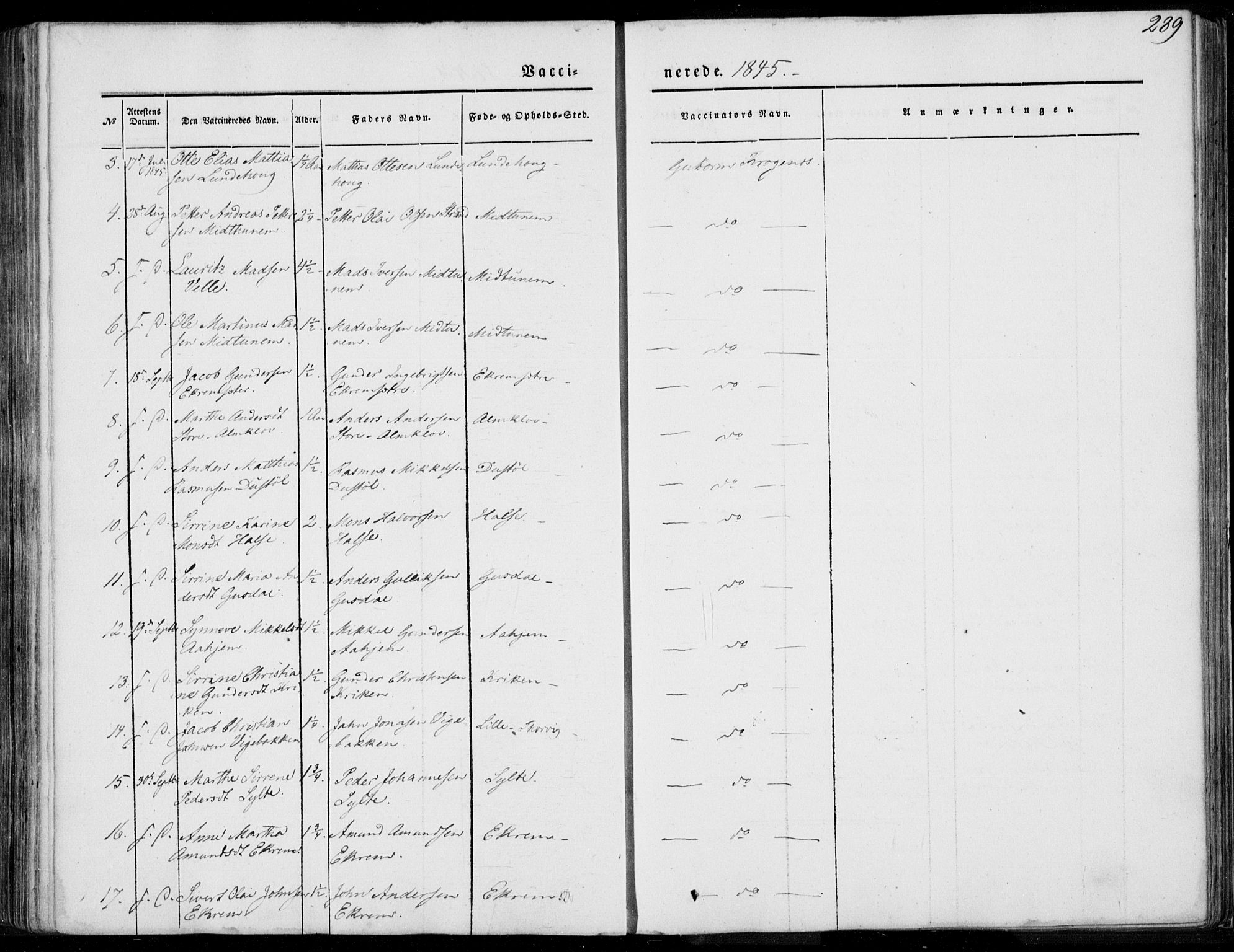 Ministerialprotokoller, klokkerbøker og fødselsregistre - Møre og Romsdal, SAT/A-1454/501/L0006: Parish register (official) no. 501A06, 1844-1868, p. 289